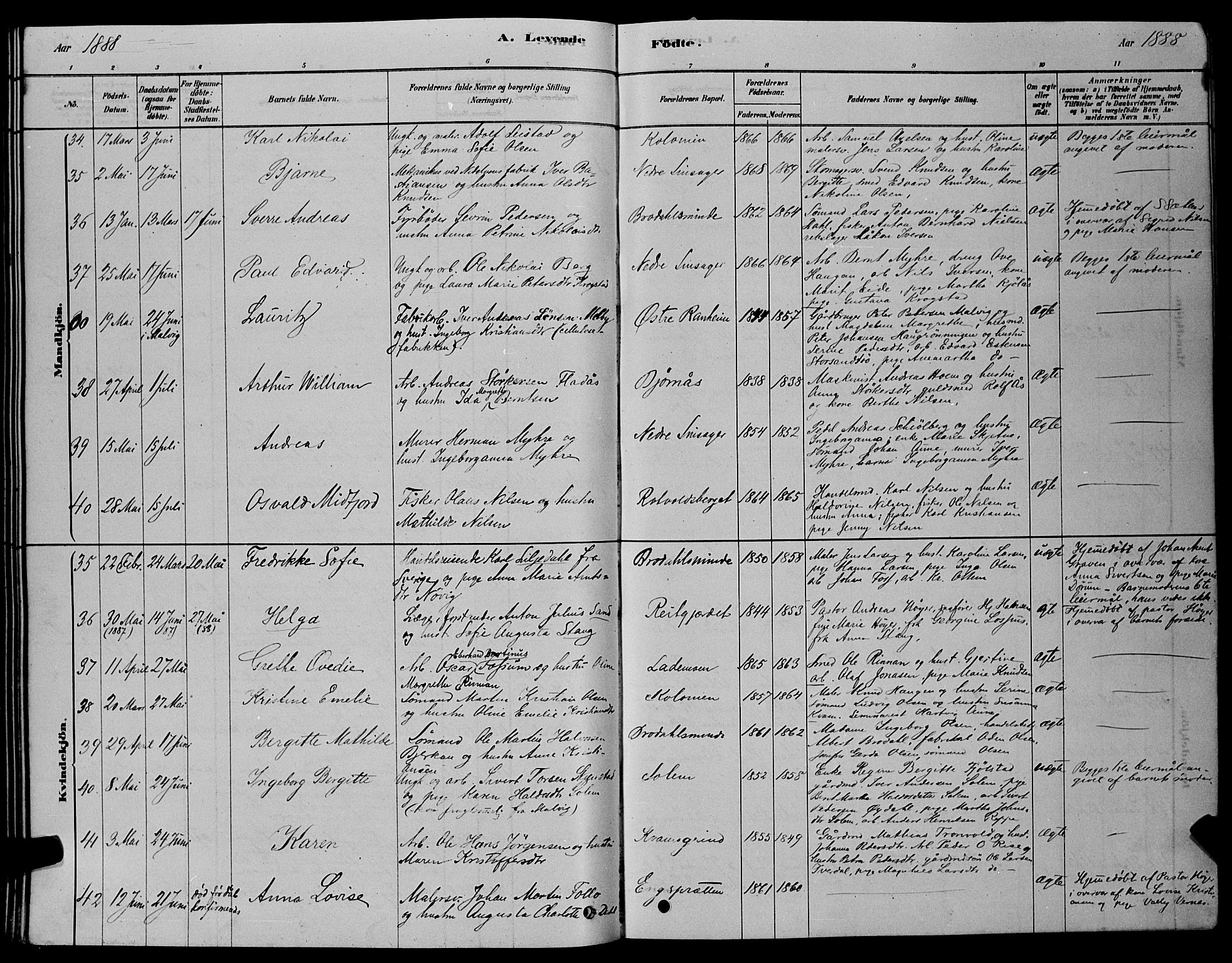 Ministerialprotokoller, klokkerbøker og fødselsregistre - Sør-Trøndelag, AV/SAT-A-1456/606/L0312: Parish register (copy) no. 606C08, 1878-1894