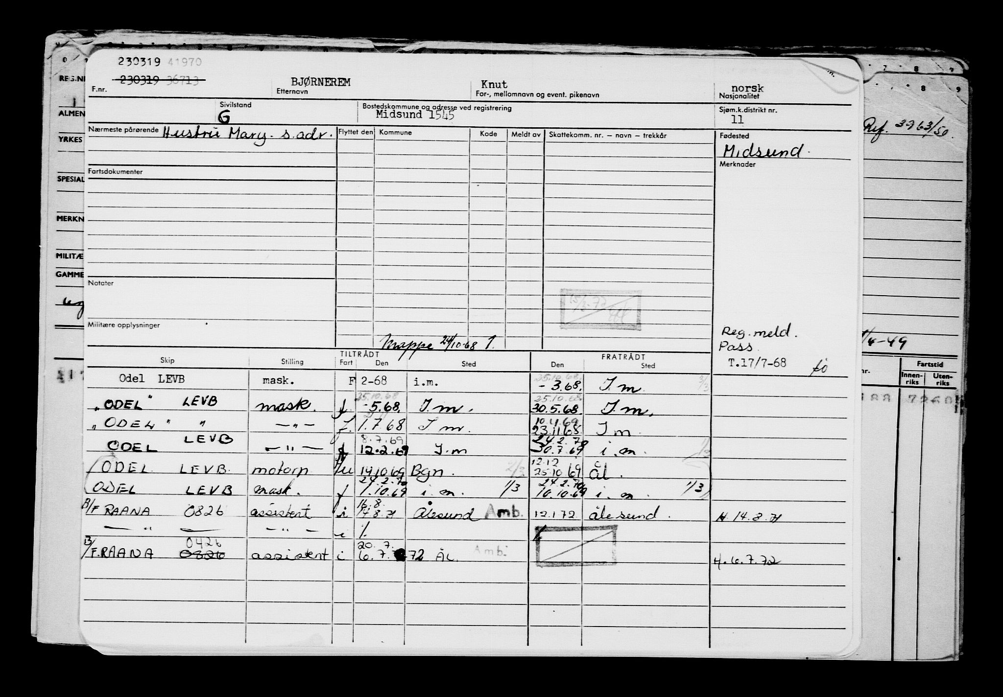 Direktoratet for sjømenn, AV/RA-S-3545/G/Gb/L0167: Hovedkort, 1919, p. 280