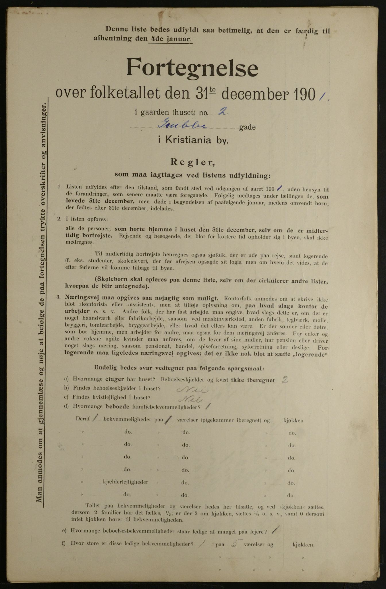 OBA, Municipal Census 1901 for Kristiania, 1901, p. 4905