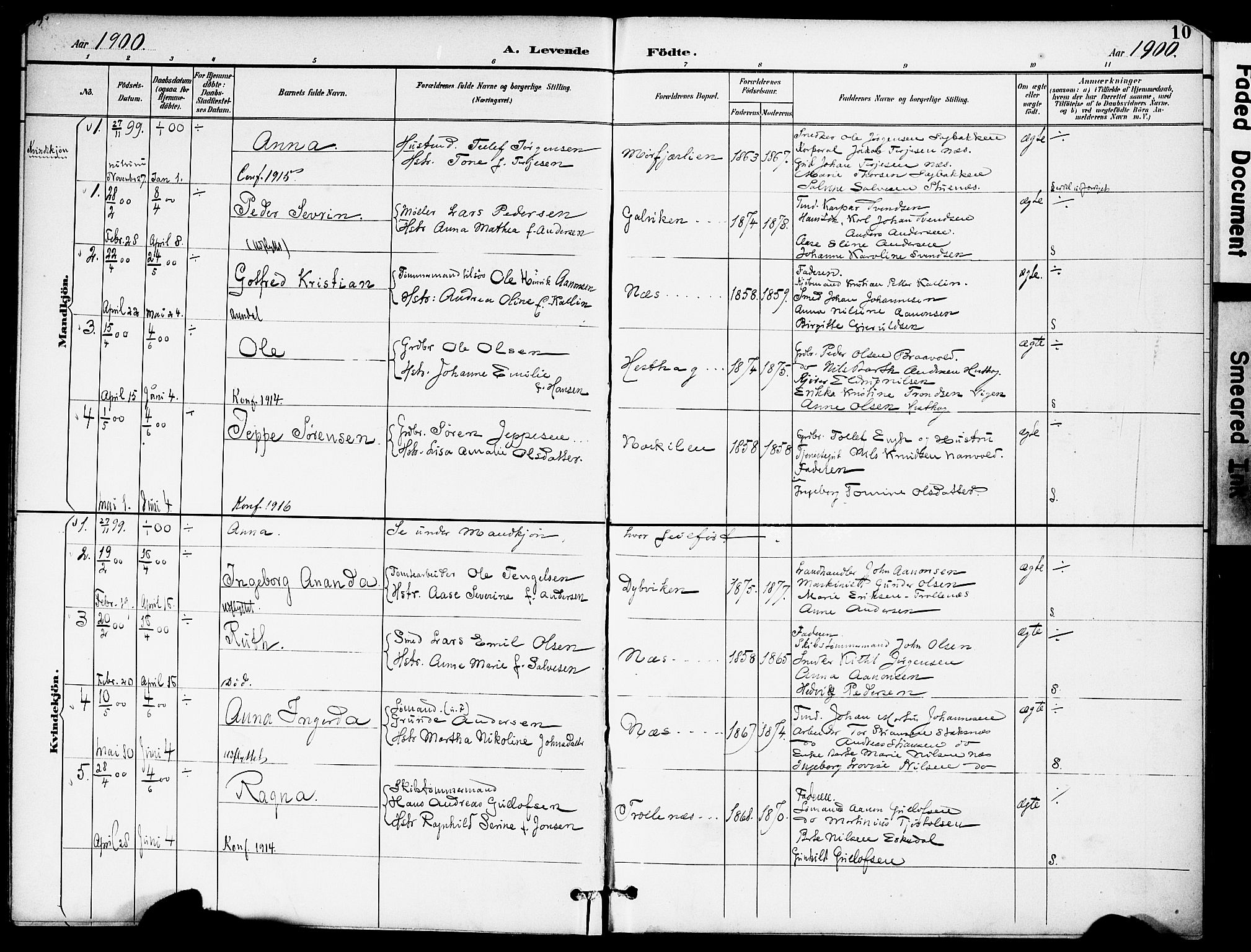 Austre Moland sokneprestkontor, AV/SAK-1111-0001/F/Fa/Fab/L0002: Parish register (official) no. A 2, 1894-1919, p. 10