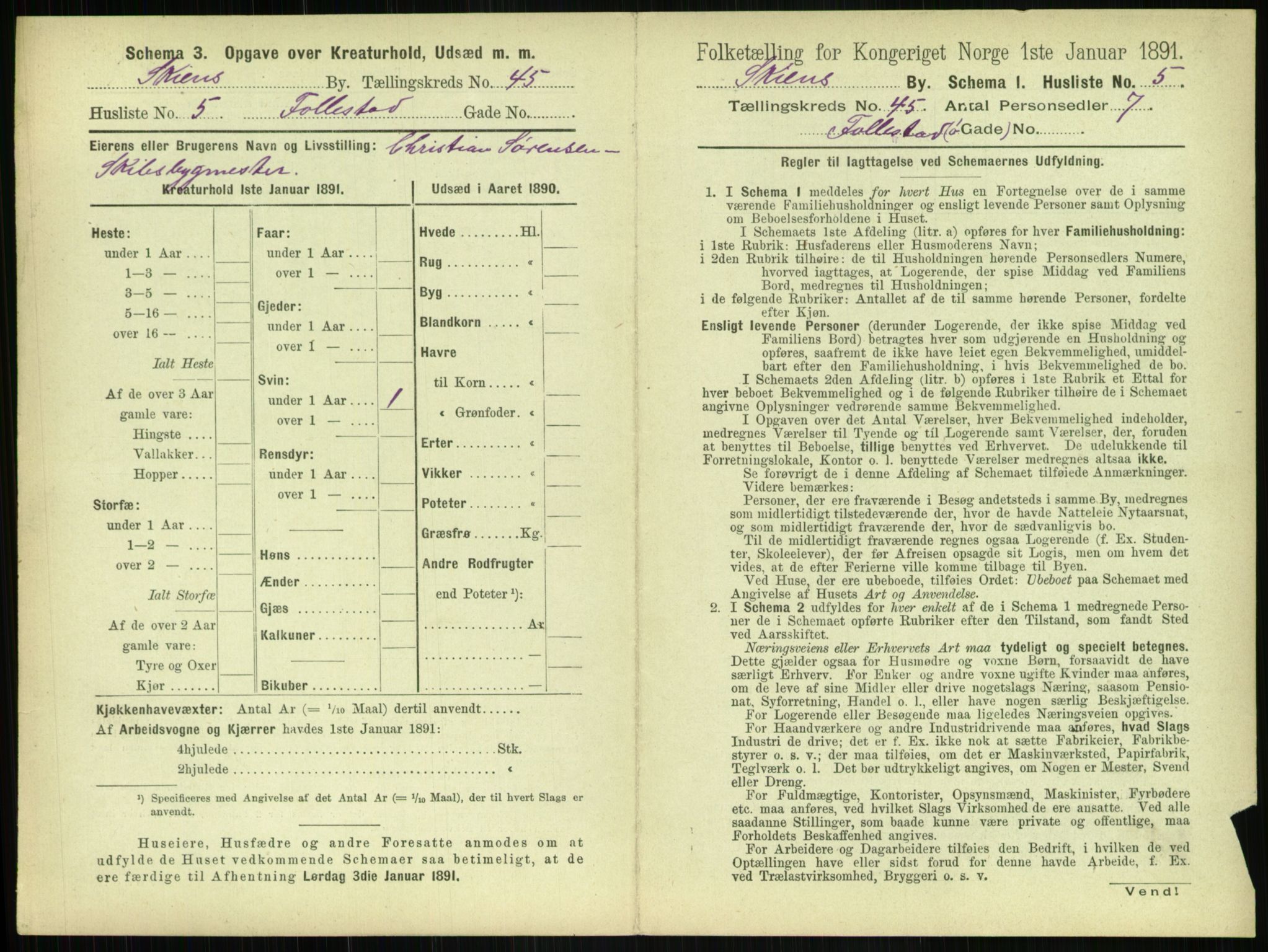 RA, 1891 census for 0806 Skien, 1891, p. 1574