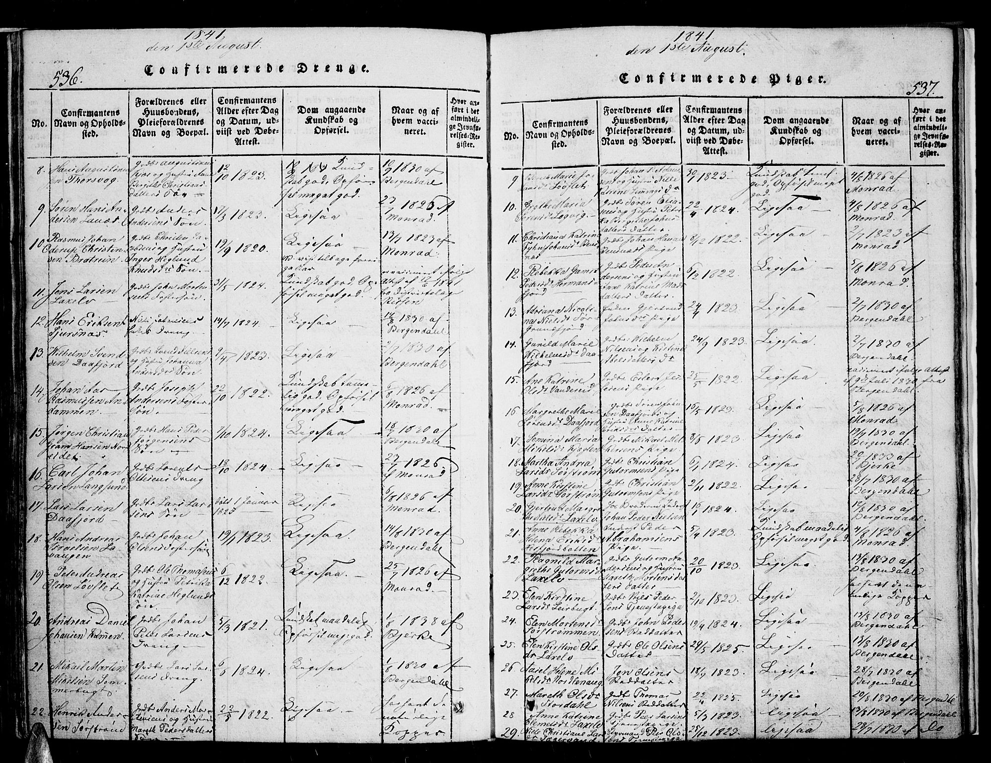 Karlsøy sokneprestembete, SATØ/S-1299/H/Ha/Haa/L0002kirke: Parish register (official) no. 2, 1823-1842, p. 536-537