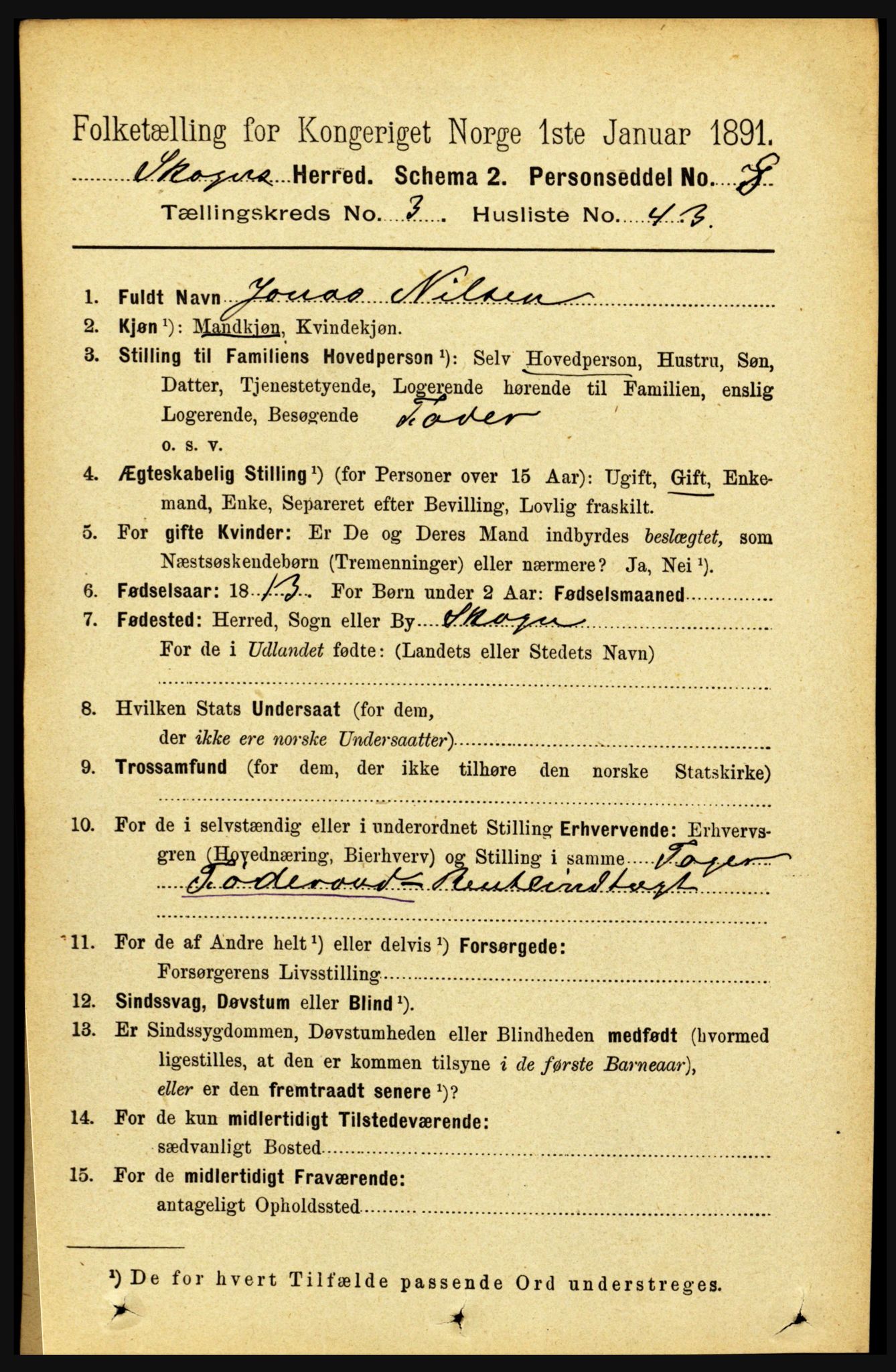 RA, 1891 census for 1719 Skogn, 1891, p. 1878