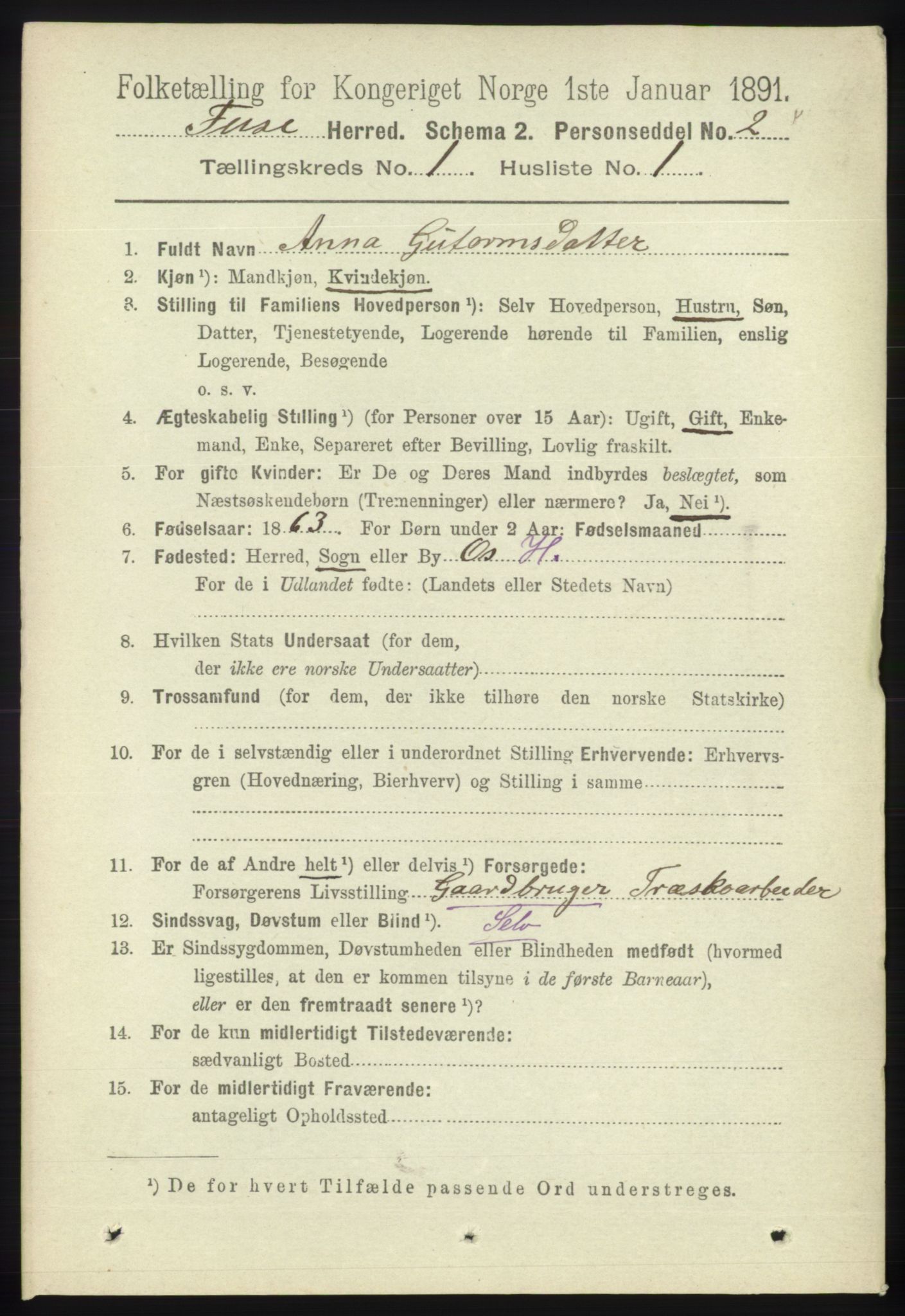 RA, 1891 census for 1241 Fusa, 1891, p. 73