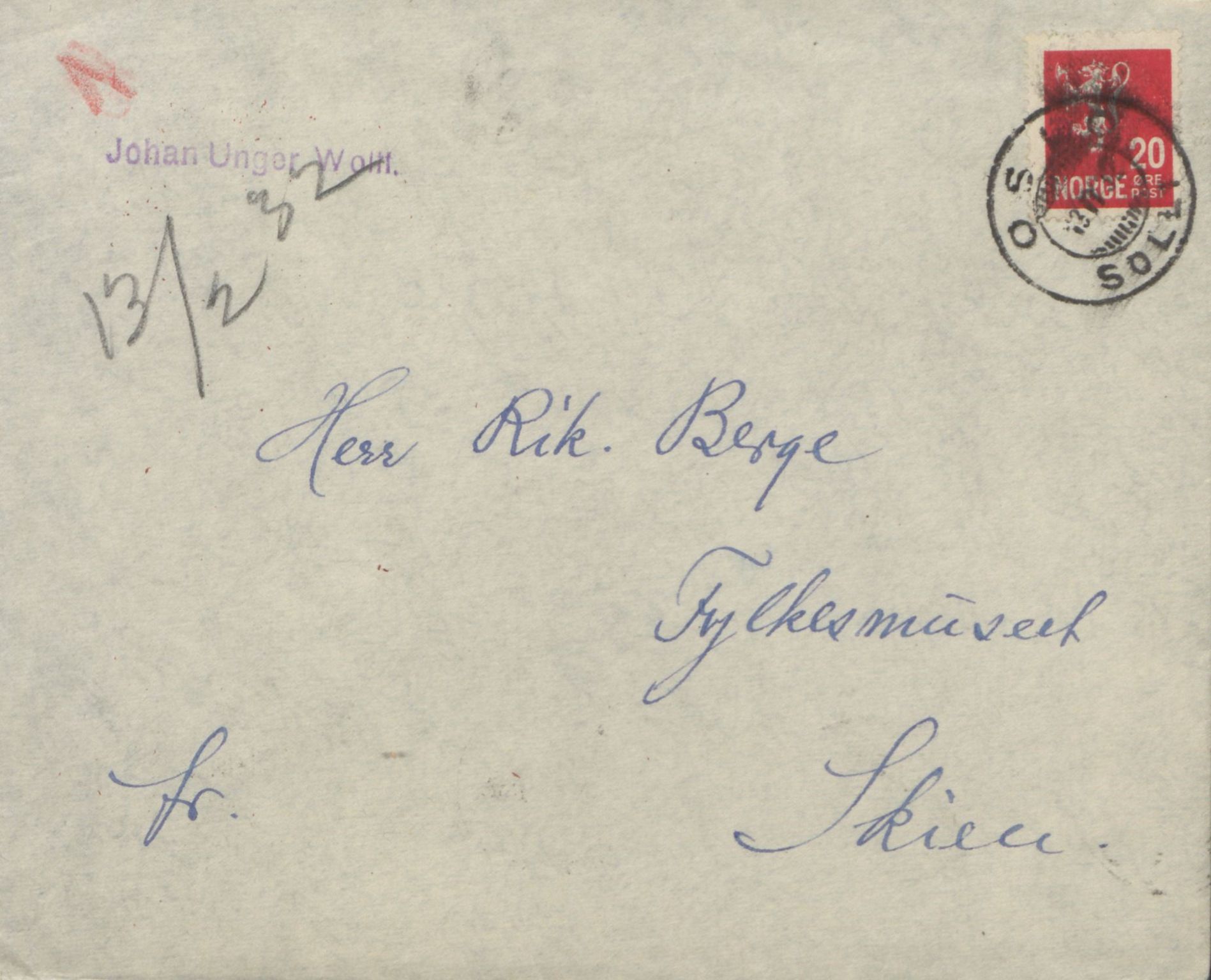 Rikard Berge, TEMU/TGM-A-1003/F/L0017/0023: 551-599 / 573 Brev o.a., 1910-1950