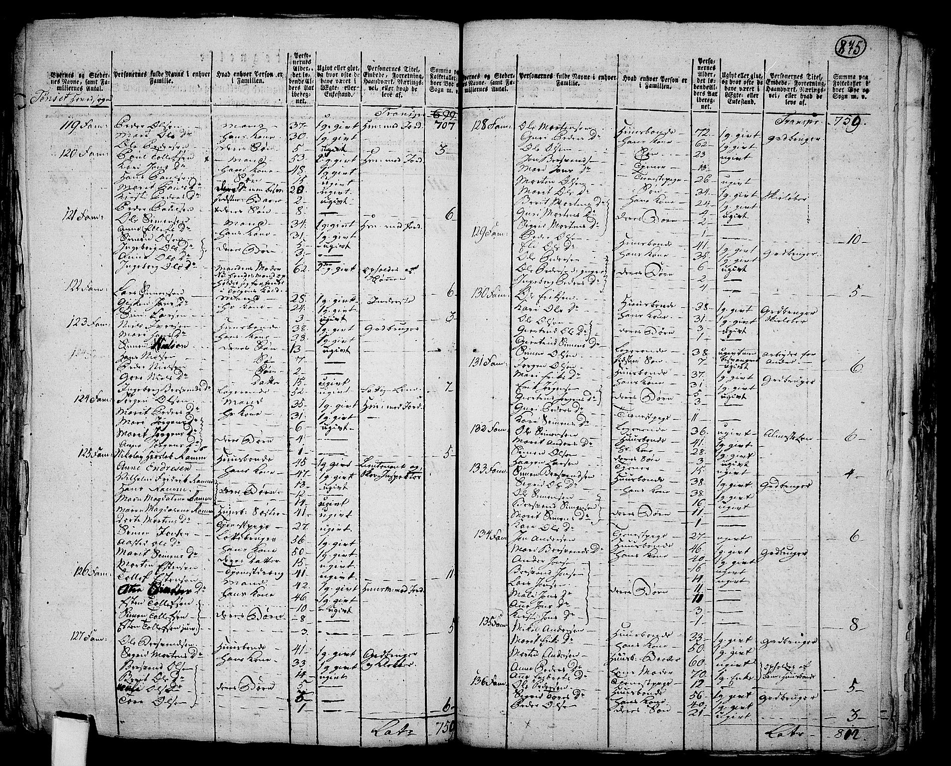 RA, 1801 census for 0437P Tynset, 1801, p. 874b-875a
