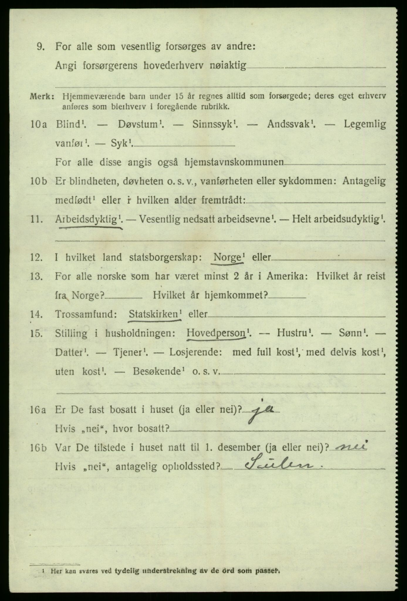 SAB, 1920 census for Brekke, 1920, p. 1723