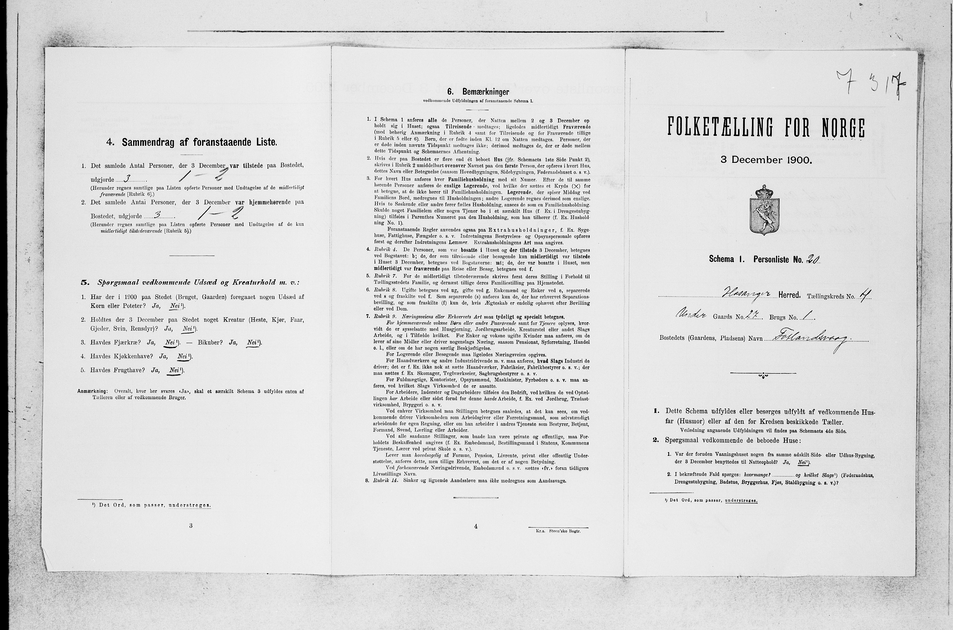 SAB, 1900 census for Hosanger, 1900, p. 353