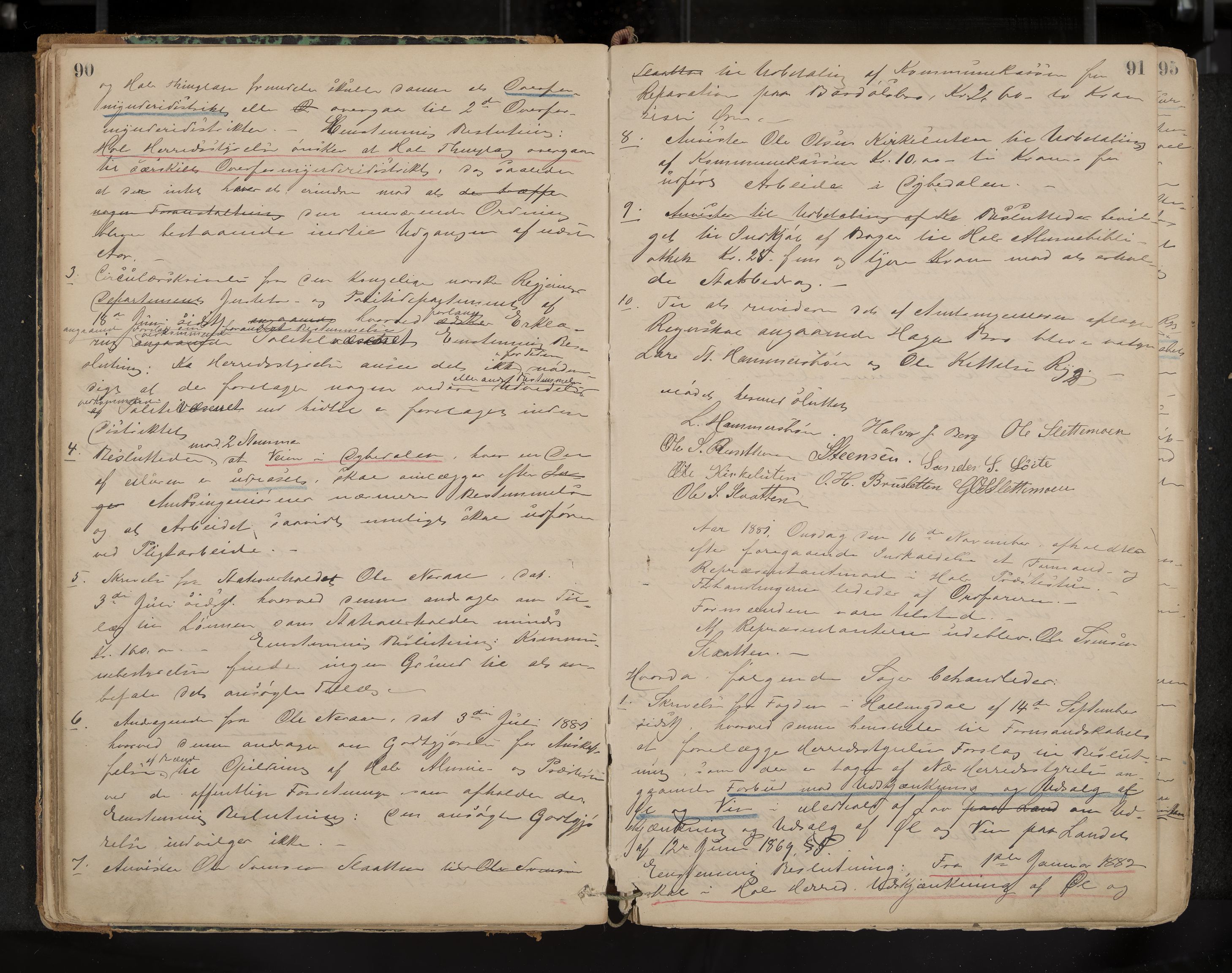 Hol formannskap og sentraladministrasjon, IKAK/0620021-1/A/L0001: Møtebok, 1877-1893, p. 90-91