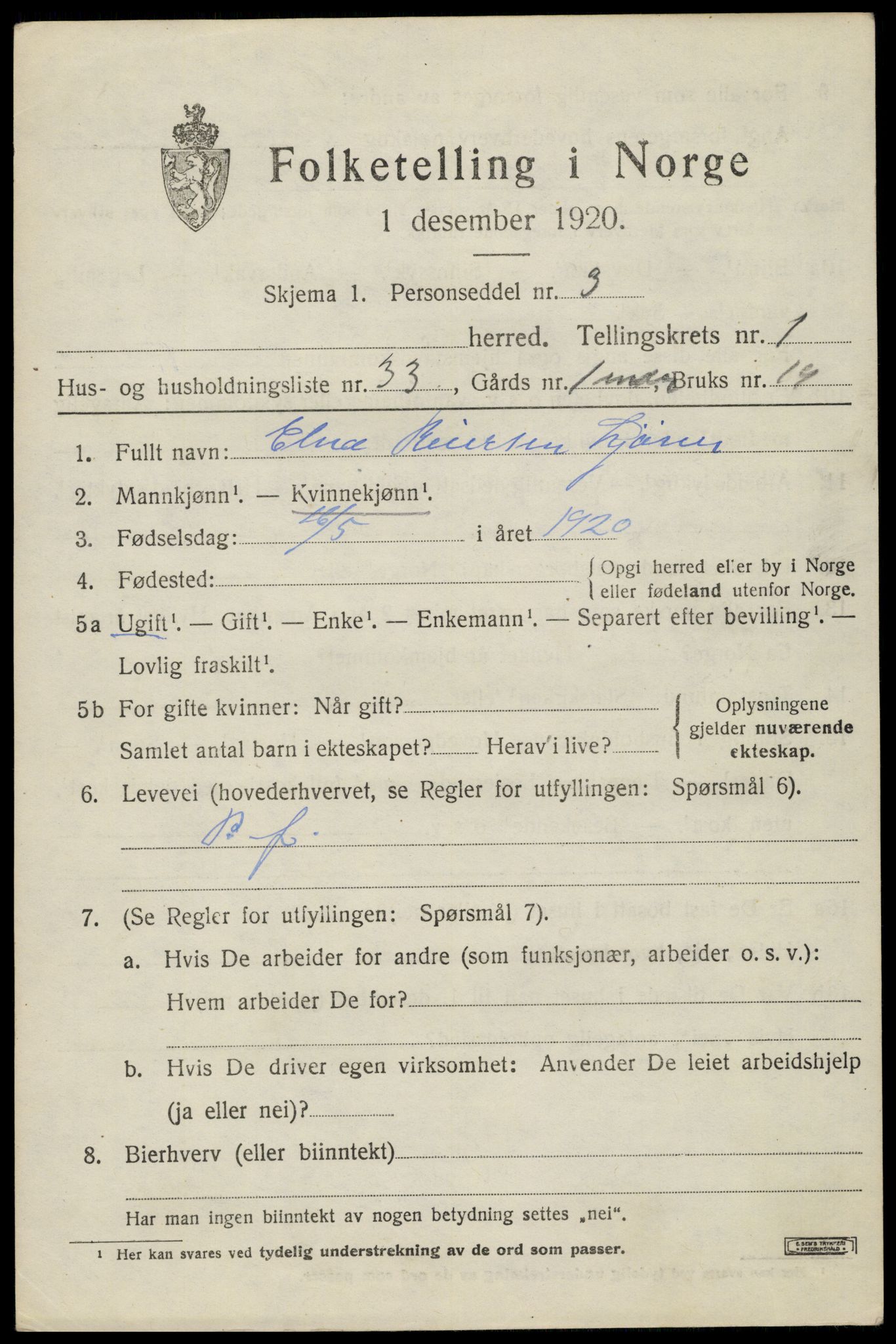 SAH, 1920 census for Eidskog, 1920, p. 2757