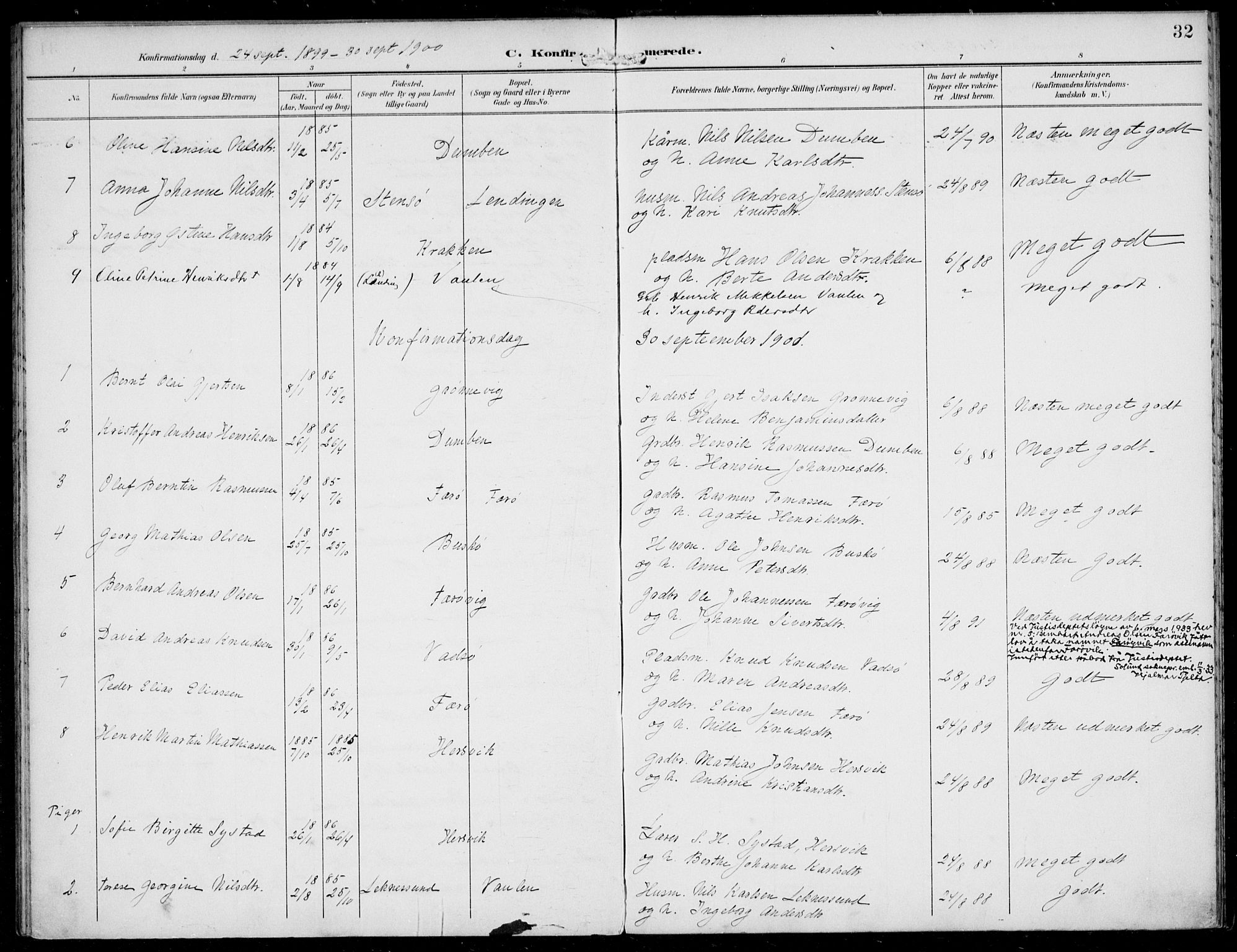 Solund sokneprestembete, SAB/A-81401: Parish register (official) no. B  1, 1891-1901, p. 32