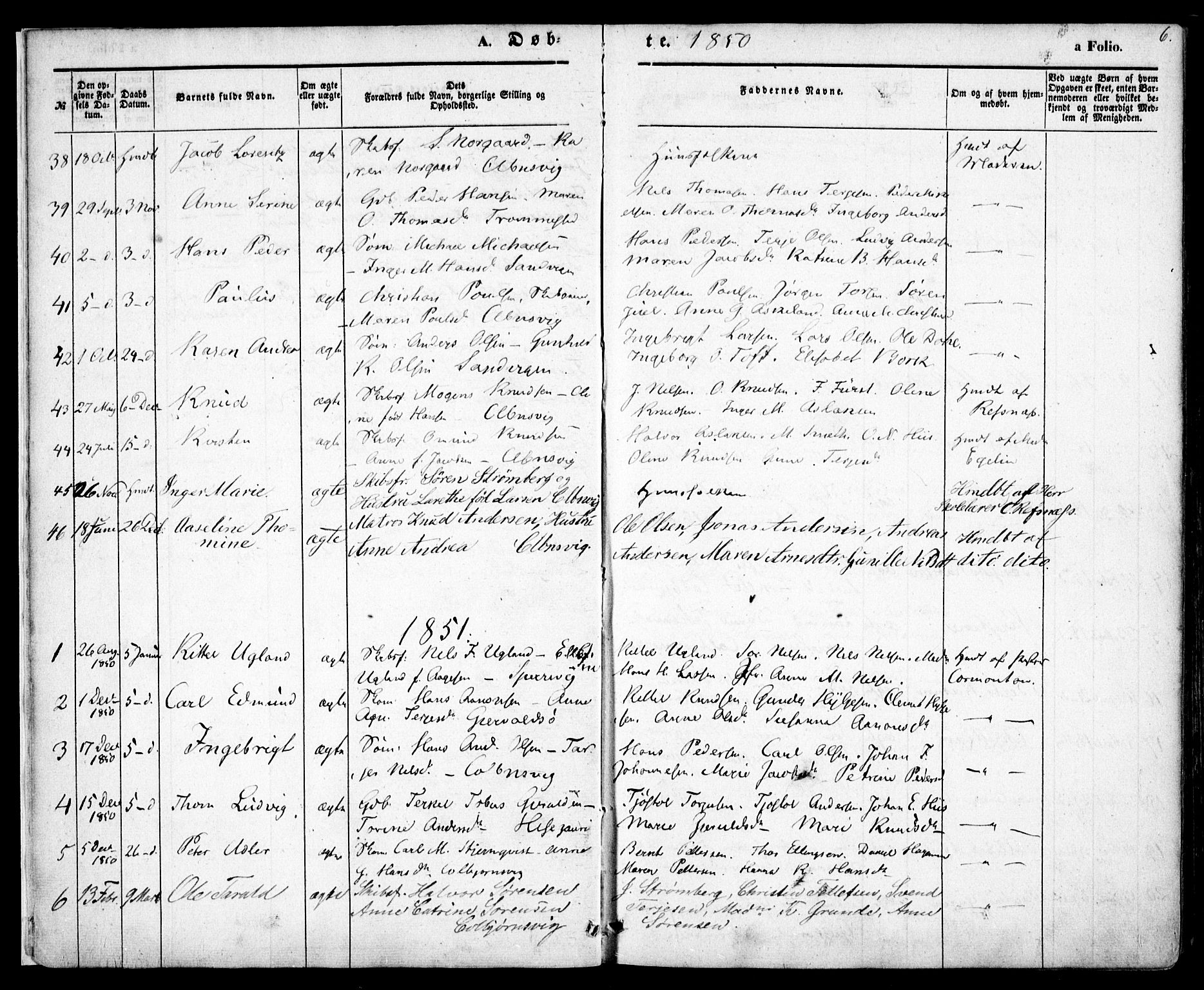 Hisøy sokneprestkontor, SAK/1111-0020/F/Fa/L0001: Parish register (official) no. A 1, 1849-1871, p. 6