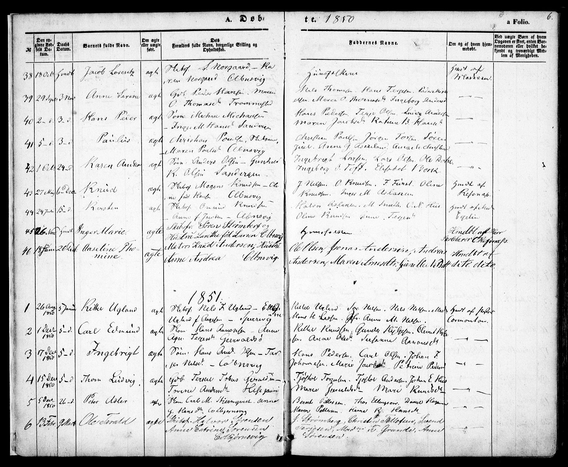 Hisøy sokneprestkontor, AV/SAK-1111-0020/F/Fa/L0001: Parish register (official) no. A 1, 1849-1871, p. 6