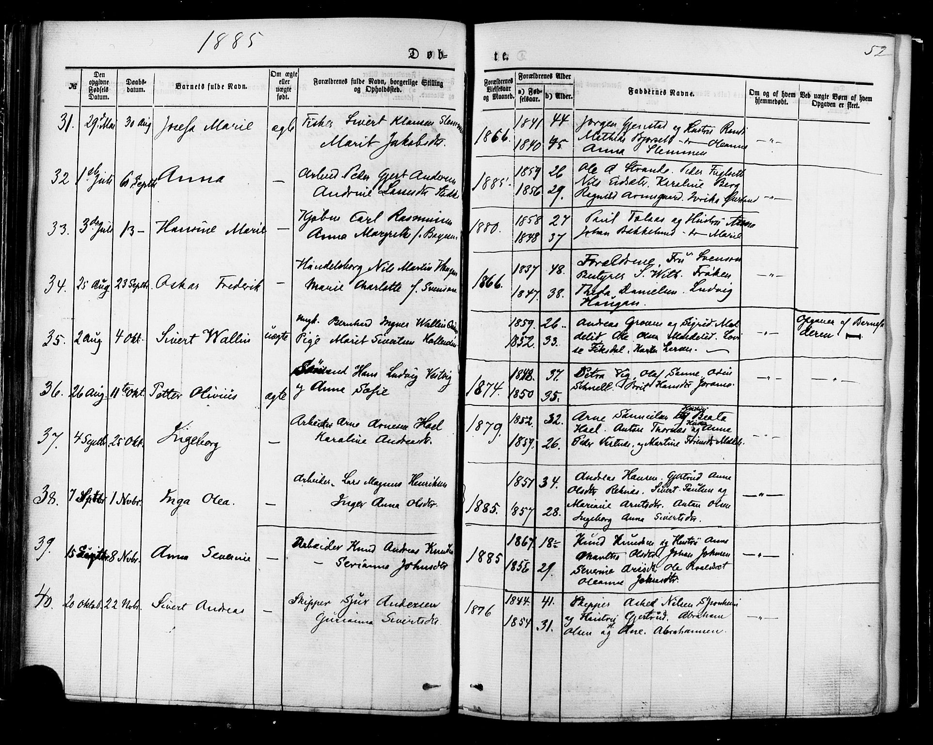 Ministerialprotokoller, klokkerbøker og fødselsregistre - Møre og Romsdal, SAT/A-1454/558/L0691: Parish register (official) no. 558A05, 1873-1886, p. 52