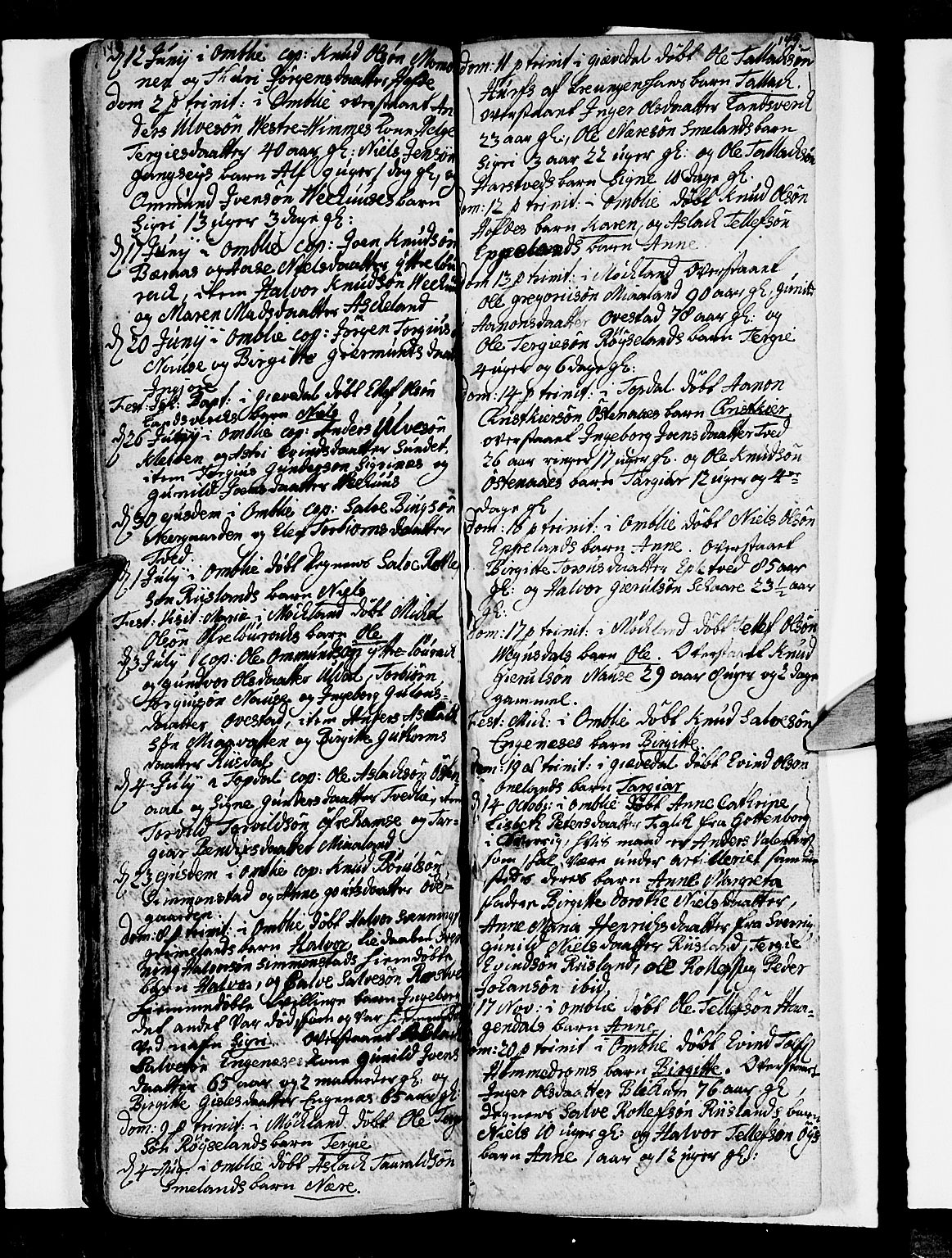 Åmli sokneprestkontor, SAK/1111-0050/F/Fa/Fac/L0001: Parish register (official) no. A 1, 1711-1740, p. 148-149