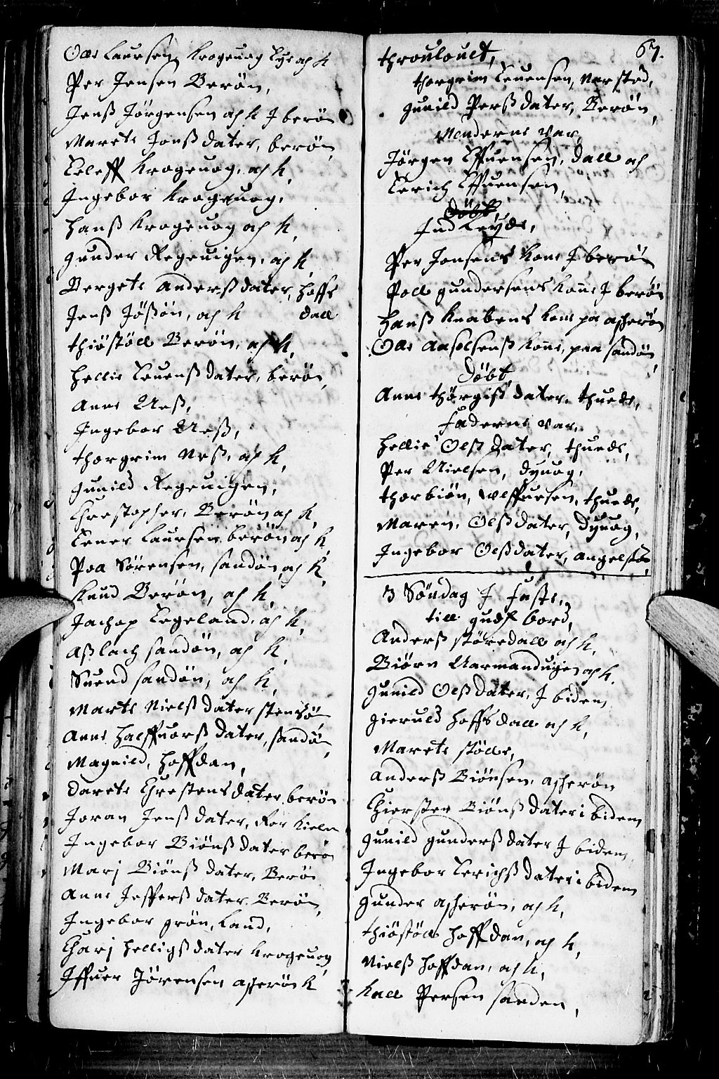 Dypvåg sokneprestkontor, AV/SAK-1111-0007/F/Fb/Fba/L0001: Parish register (copy) no. B 1, 1699-1706, p. 67