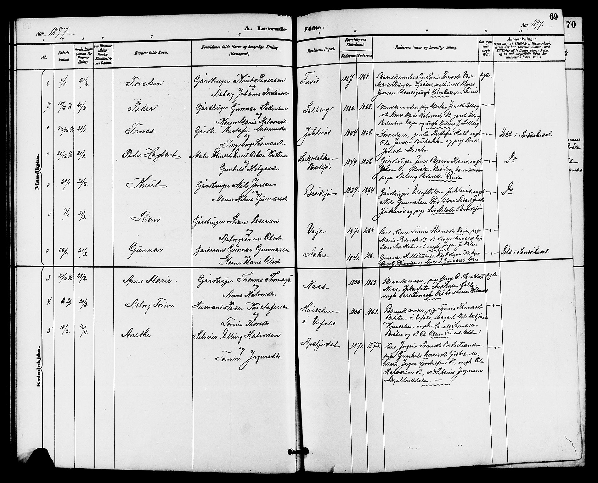 Drangedal kirkebøker, SAKO/A-258/G/Ga/L0003: Parish register (copy) no. I 3, 1887-1906, p. 69