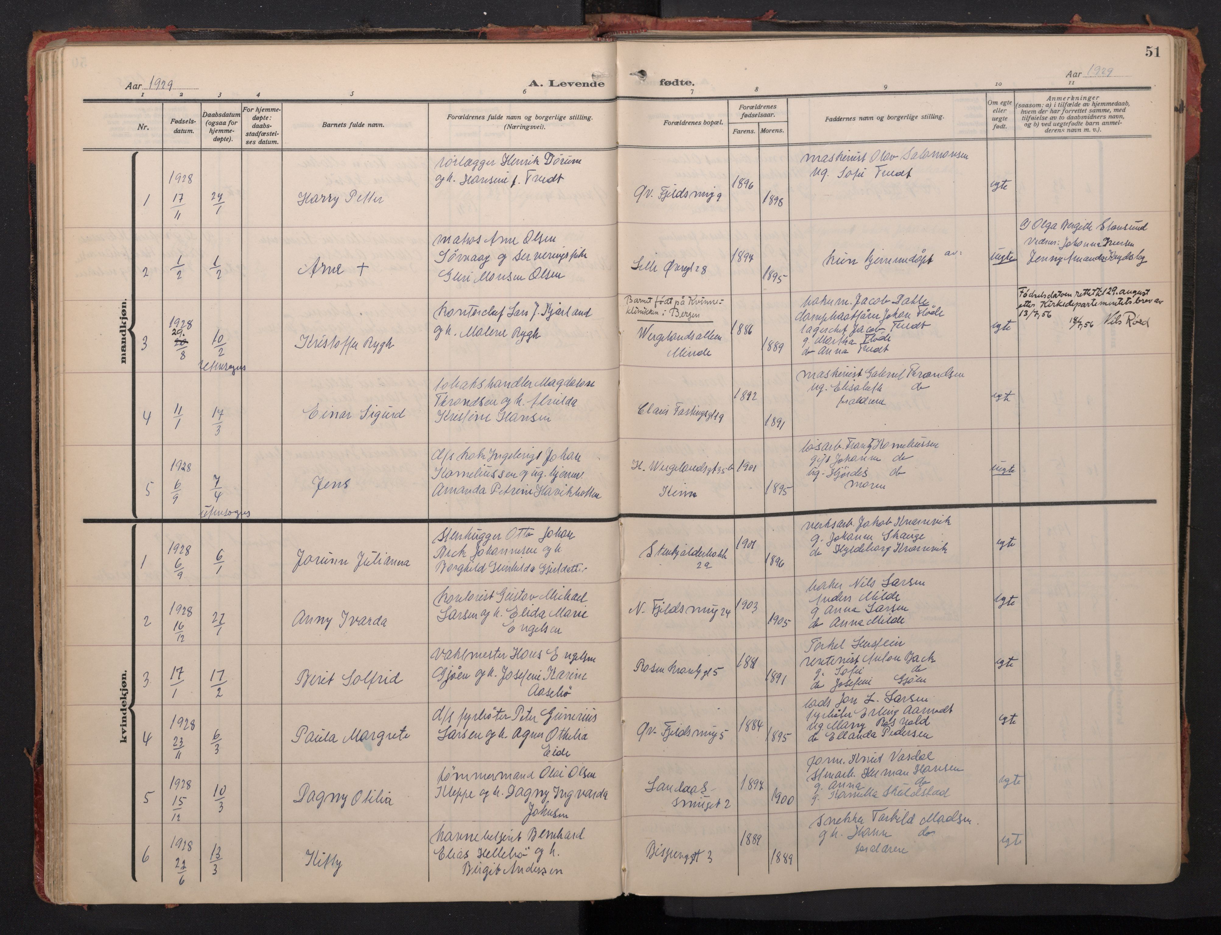 Korskirken sokneprestembete, SAB/A-76101/H/Haa/L0024: Parish register (official) no. B 11, 1923-1950, p. 50b-51a