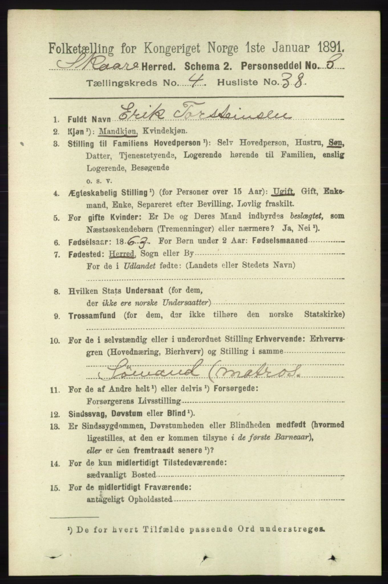 RA, 1891 census for 1153 Skåre, 1891, p. 1962