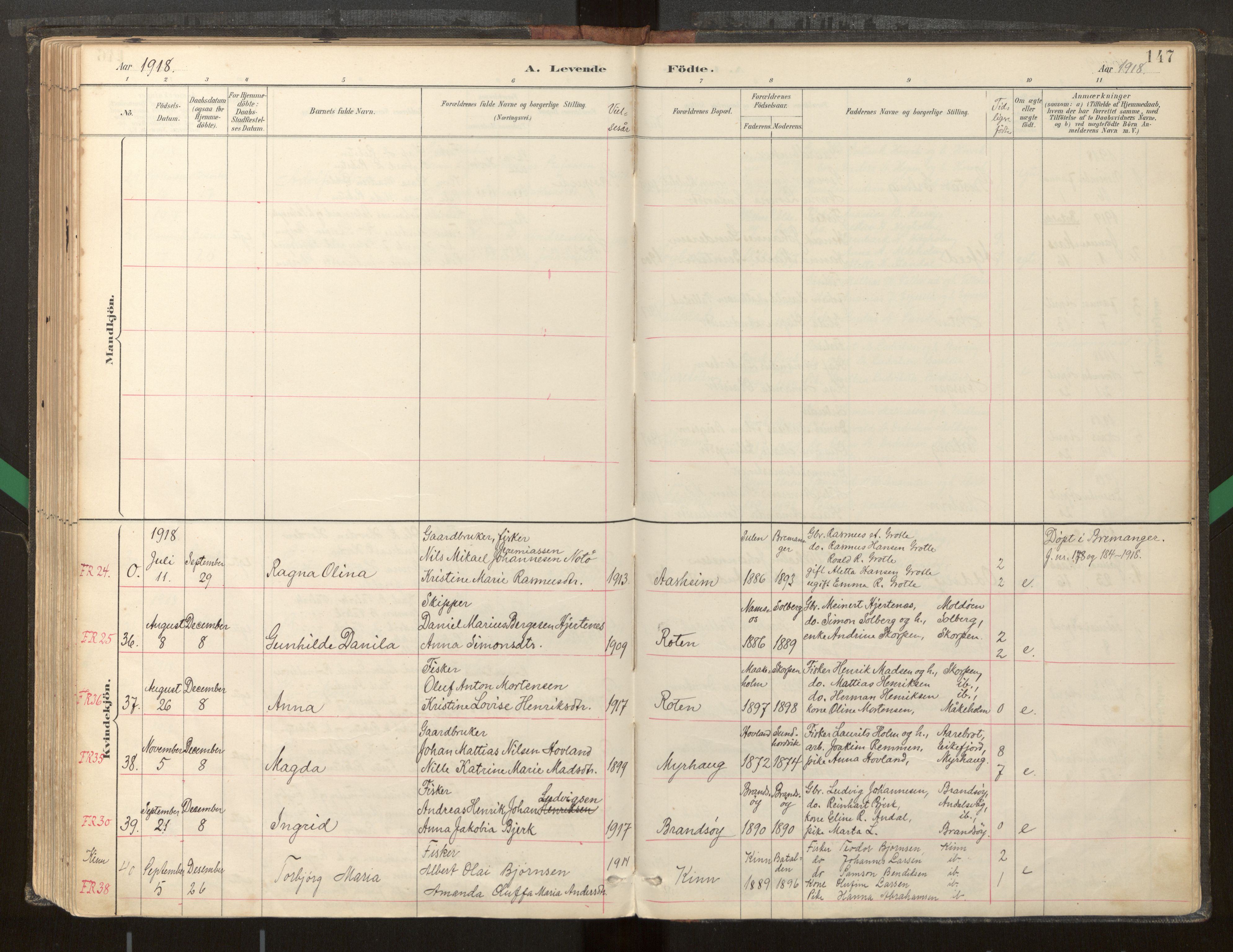 Kinn sokneprestembete, AV/SAB-A-80801/H/Haa/Haab/L0001: Parish register (official) no. B 1, 1886-1921, p. 147