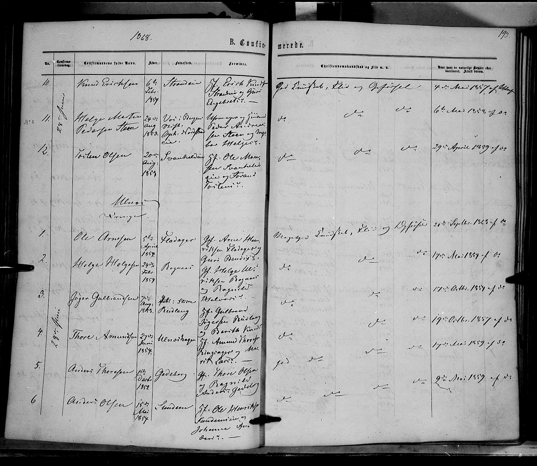 Nord-Aurdal prestekontor, AV/SAH-PREST-132/H/Ha/Haa/L0008: Parish register (official) no. 8, 1863-1875, p. 193