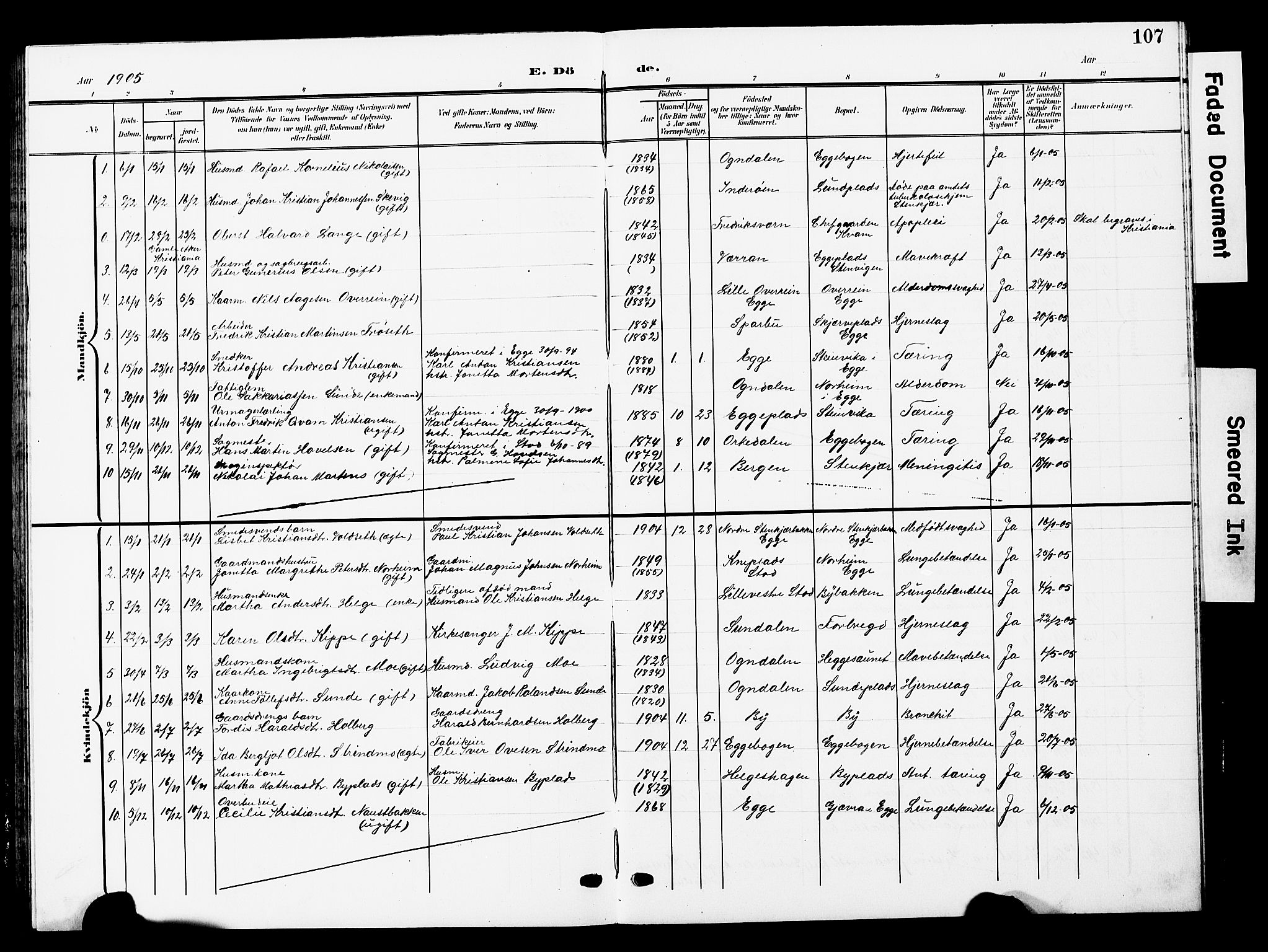 Ministerialprotokoller, klokkerbøker og fødselsregistre - Nord-Trøndelag, SAT/A-1458/740/L0381: Parish register (copy) no. 740C02, 1903-1914, p. 107