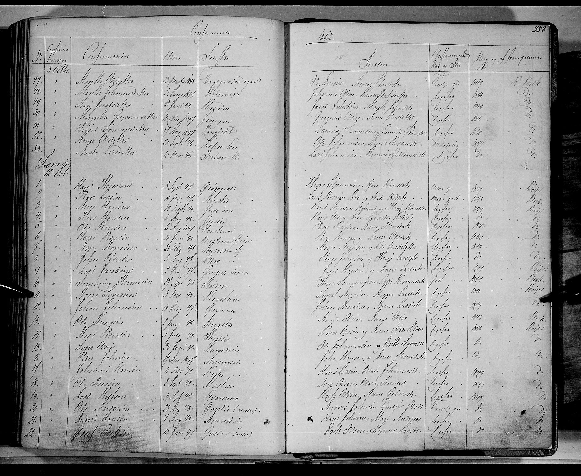 Lom prestekontor, SAH/PREST-070/K/L0006: Parish register (official) no. 6A, 1837-1863, p. 353