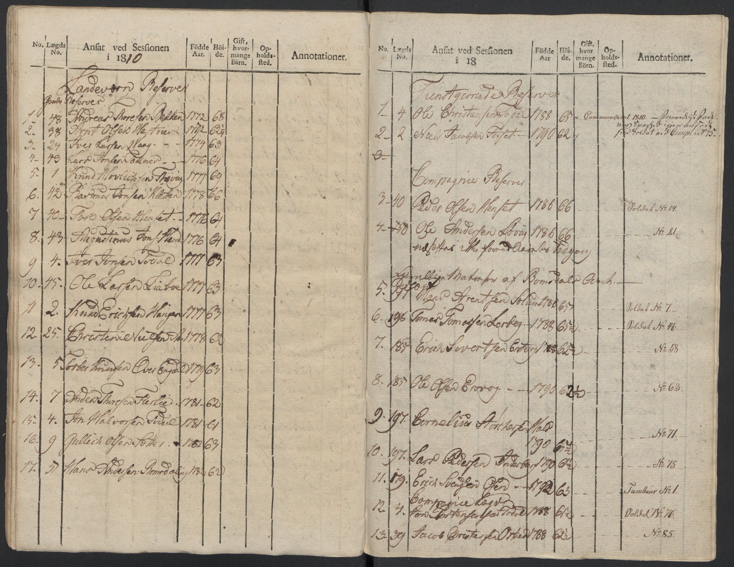 Generalitets- og kommissariatskollegiet, Det kongelige norske kommissariatskollegium, AV/RA-EA-5420/E/Eh/L0083b: 2. Trondheimske nasjonale infanteriregiment, 1810, p. 423