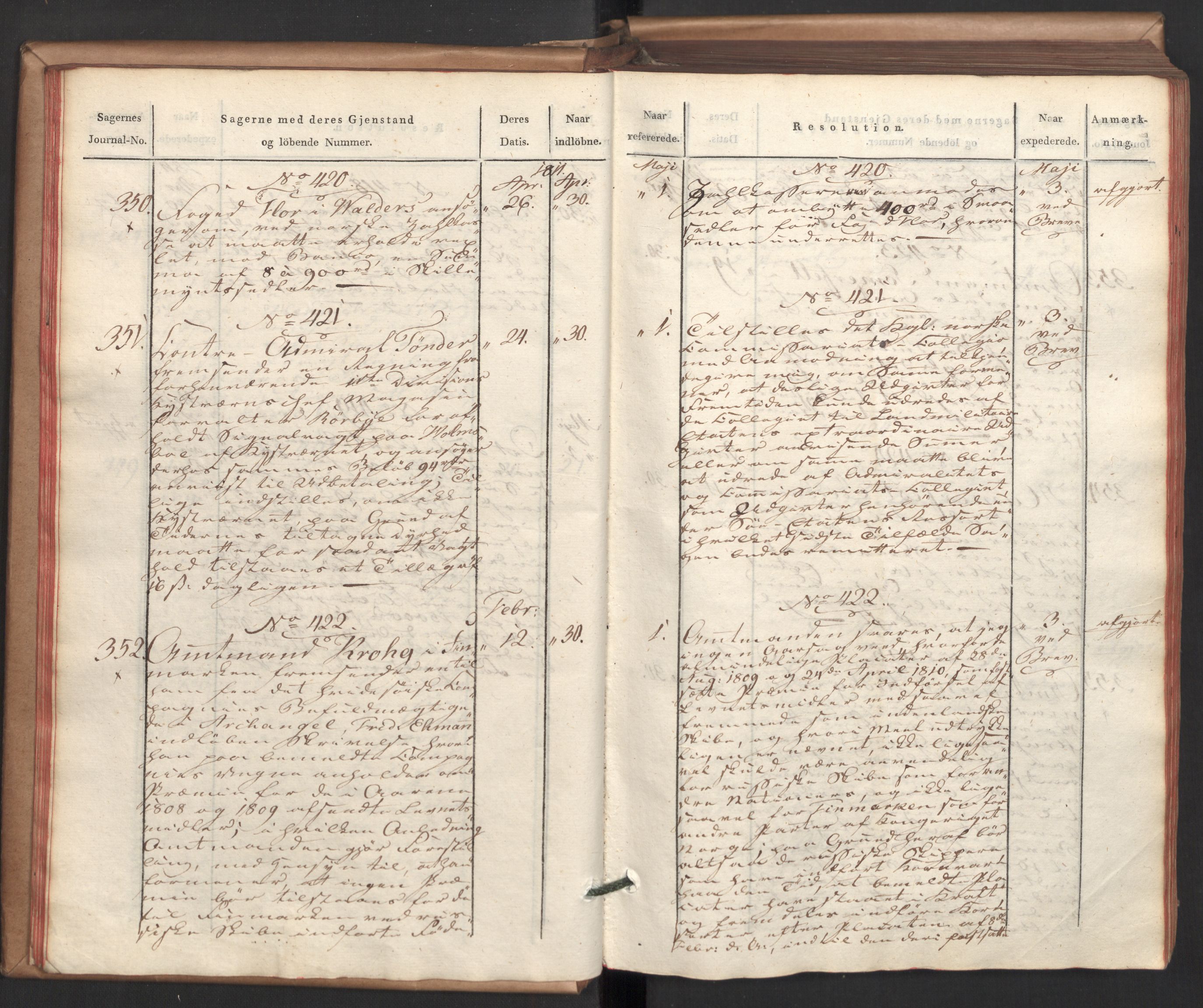 Stattholderembetet 1810-1814, 2. kontor (Kontor B), AV/RA-EA-5432/Ab/L0002: Referatprotokoll,  j.nr. 291-1001,  l.nr. 348-1179, 1811, p. 27