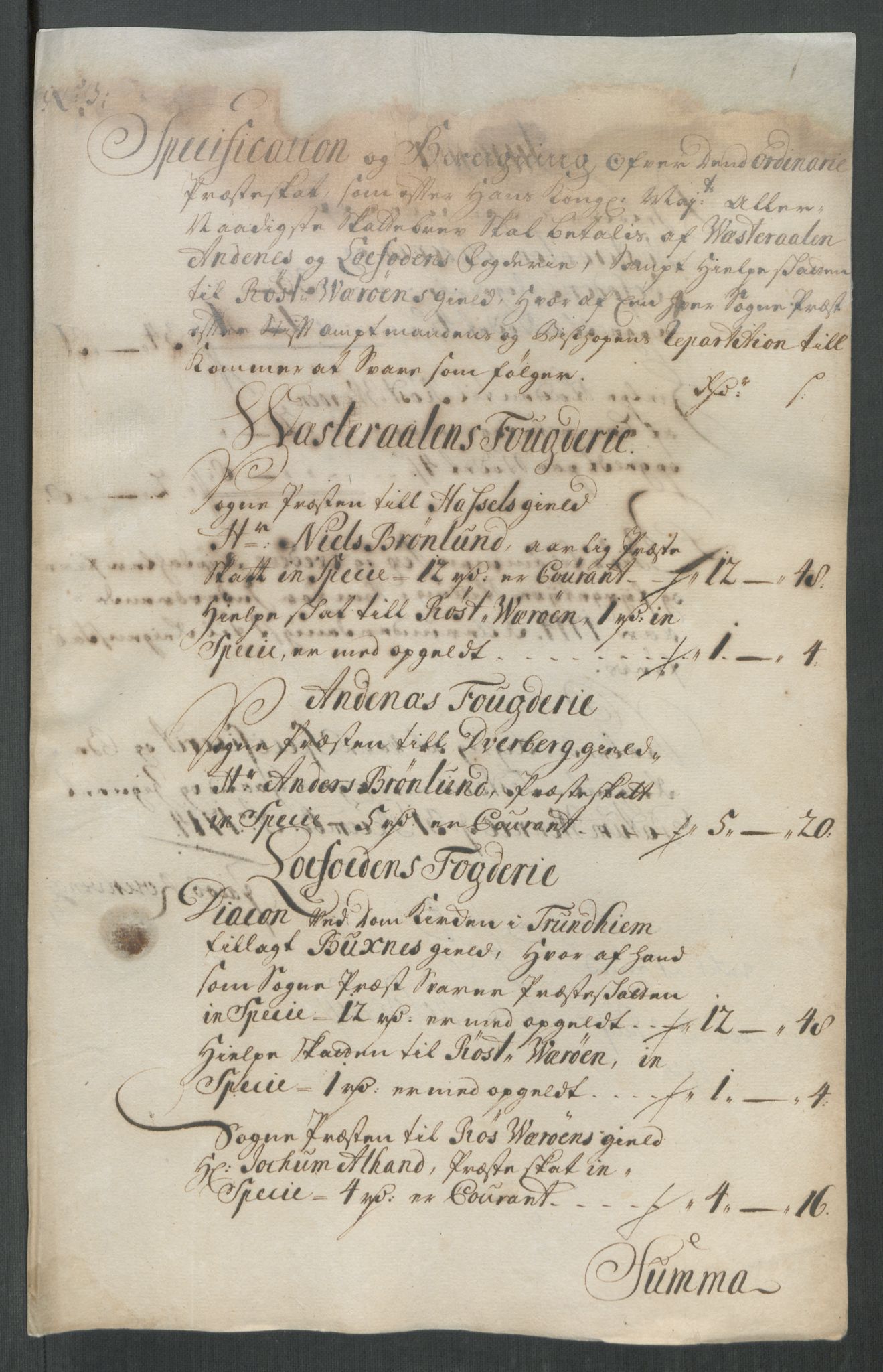 Rentekammeret inntil 1814, Reviderte regnskaper, Fogderegnskap, RA/EA-4092/R67/L4680: Fogderegnskap Vesterålen, Andenes og Lofoten, 1714, p. 64