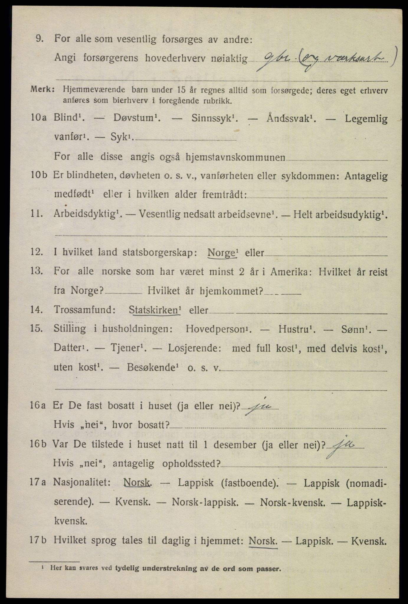 SAT, 1920 census for Evenes, 1920, p. 5851