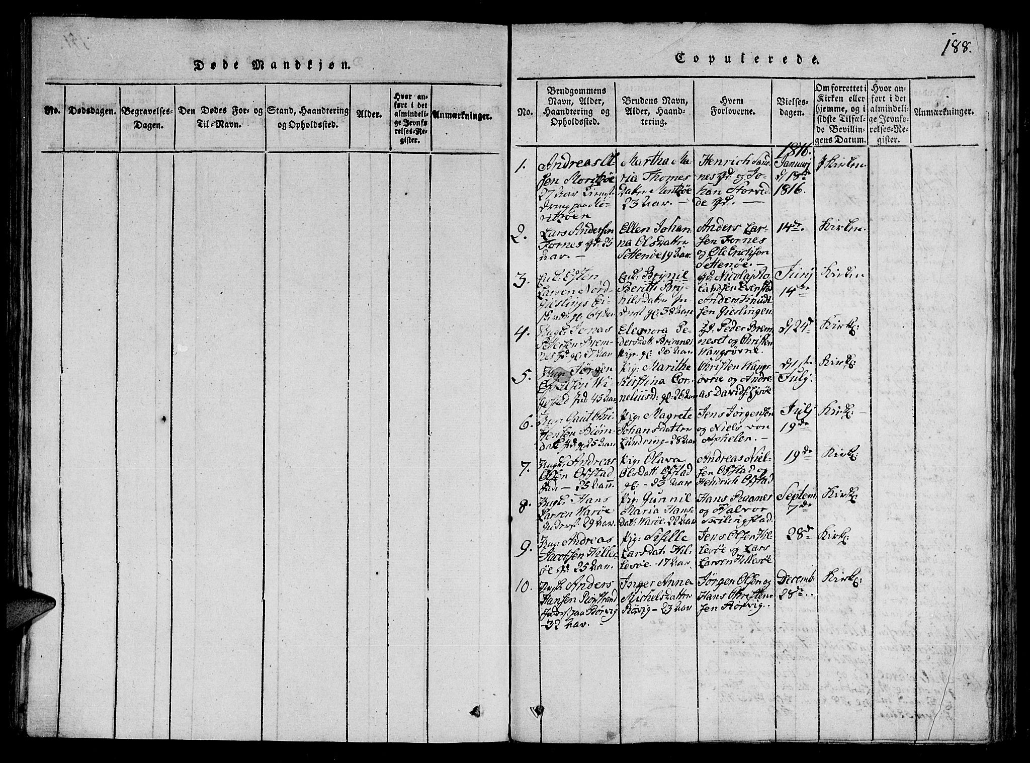 Ministerialprotokoller, klokkerbøker og fødselsregistre - Nord-Trøndelag, AV/SAT-A-1458/784/L0667: Parish register (official) no. 784A03 /1, 1816-1829, p. 188