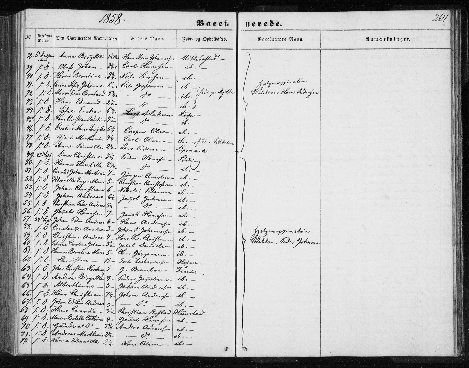 Ministerialprotokoller, klokkerbøker og fødselsregistre - Nordland, SAT/A-1459/801/L0028: Parish register (copy) no. 801C03, 1855-1867, p. 264