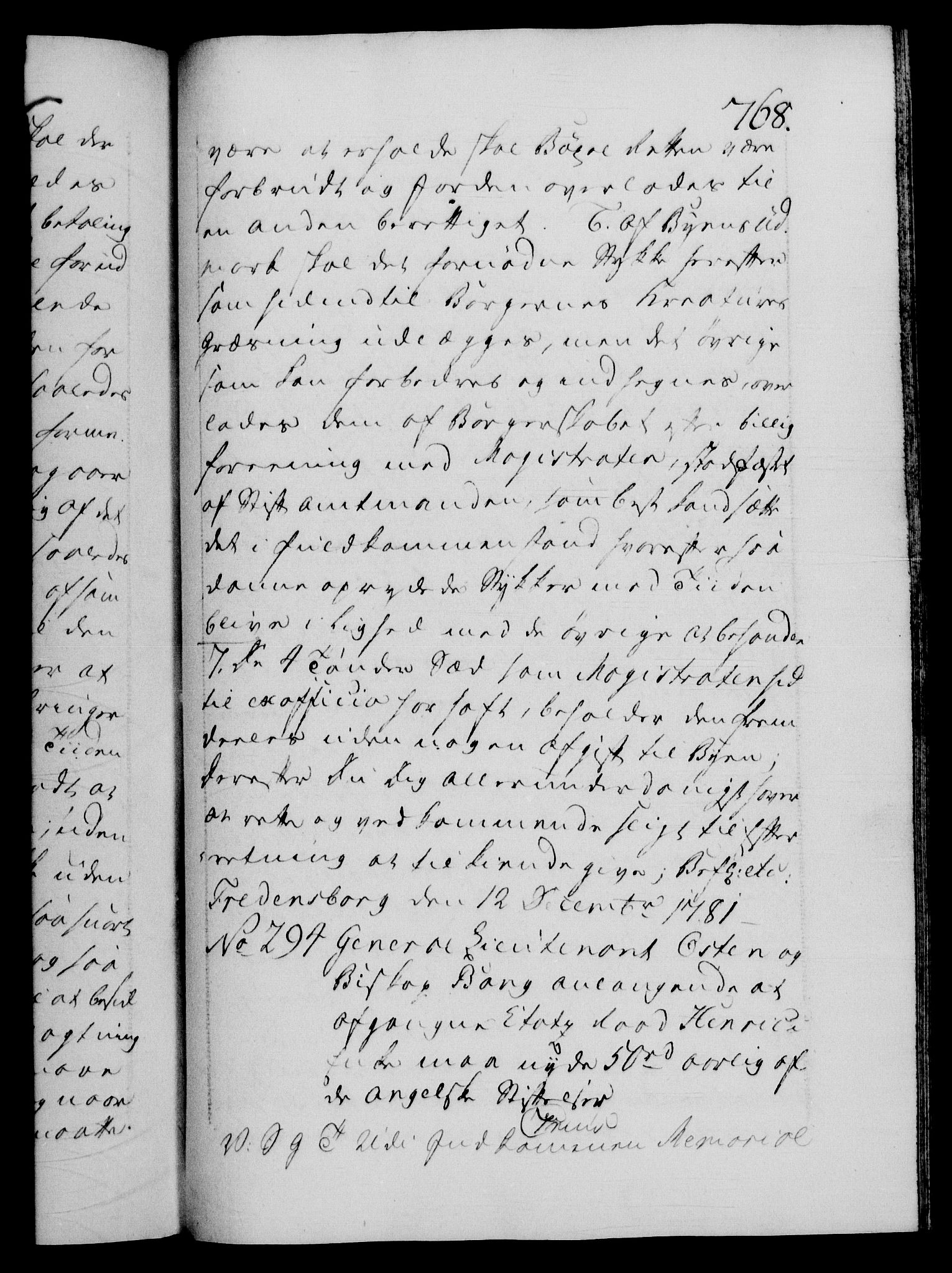 Danske Kanselli 1572-1799, AV/RA-EA-3023/F/Fc/Fca/Fcab/L0042: Norske tegnelser, 1777-1781, p. 768a