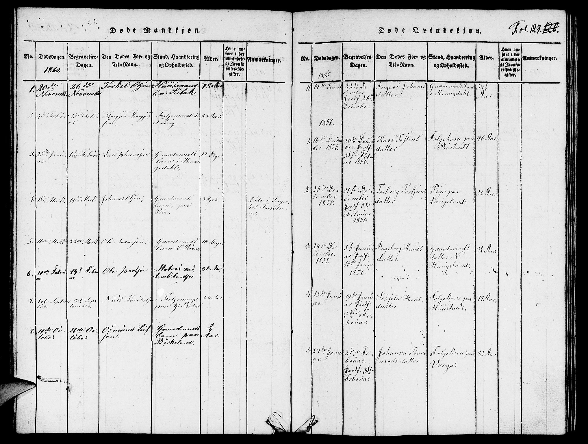 Vikedal sokneprestkontor, AV/SAST-A-101840/01/V: Parish register (copy) no. B 3, 1816-1867, p. 123