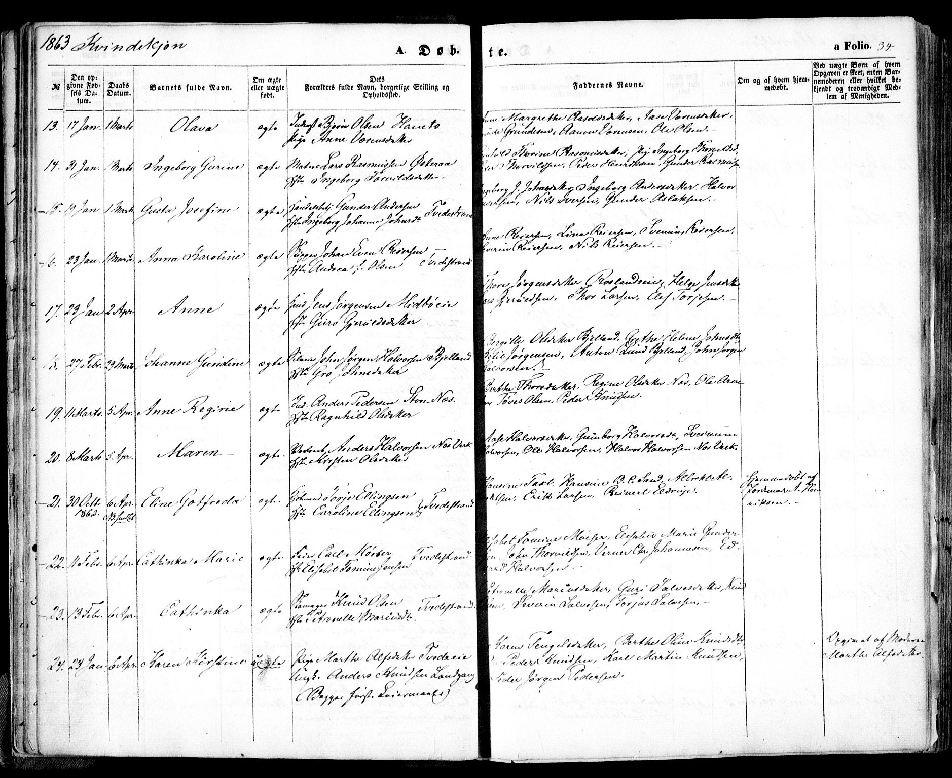 Holt sokneprestkontor, AV/SAK-1111-0021/F/Fa/L0009: Parish register (official) no. A 9, 1861-1871, p. 34