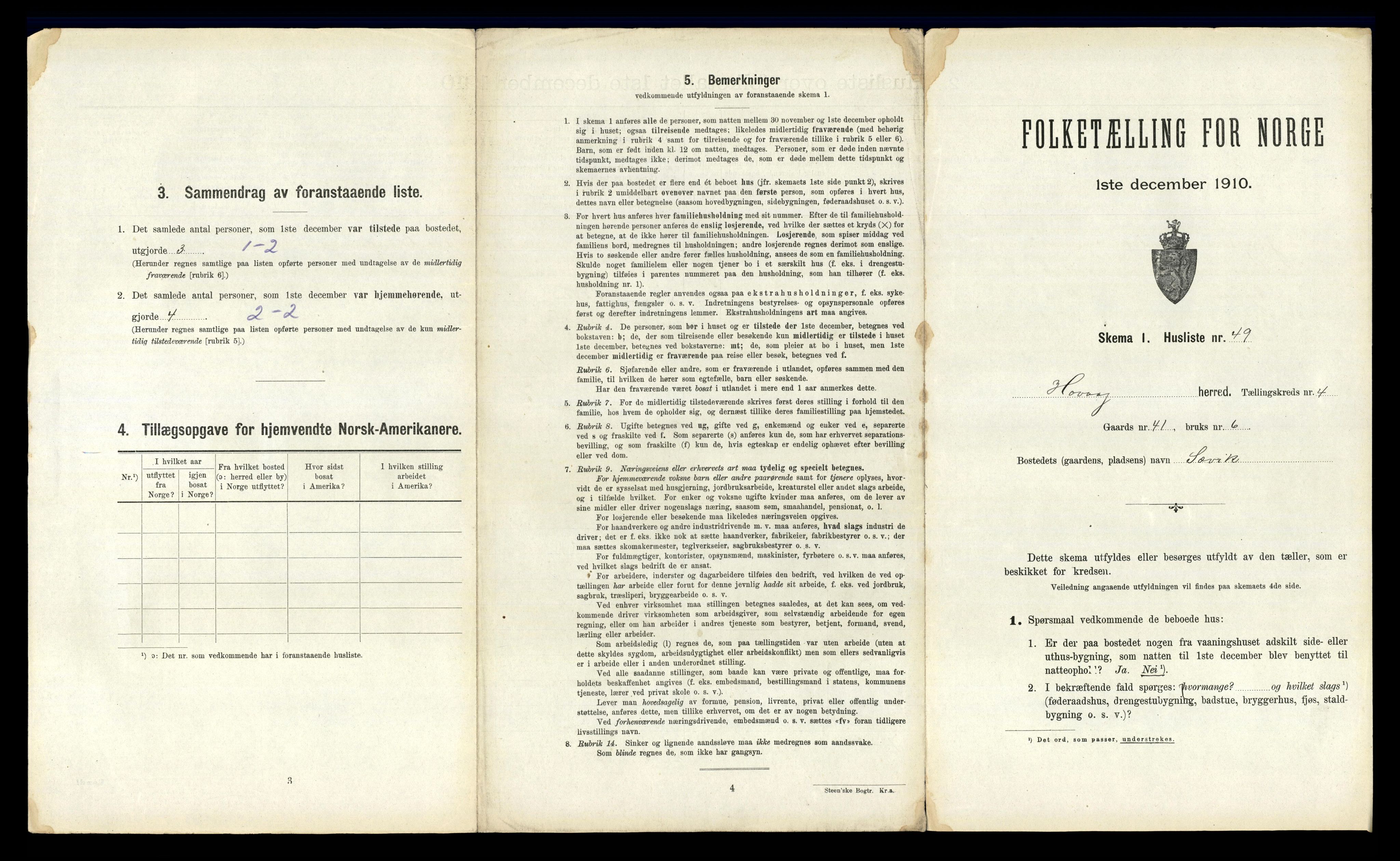 RA, 1910 census for Høvåg, 1910, p. 489