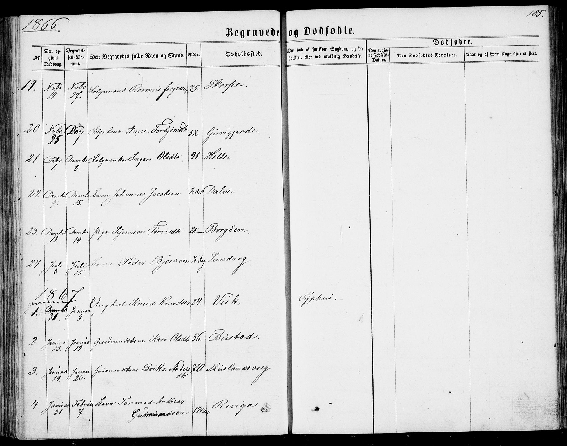 Nedstrand sokneprestkontor, SAST/A-101841/01/IV: Parish register (official) no. A 9, 1861-1876, p. 185