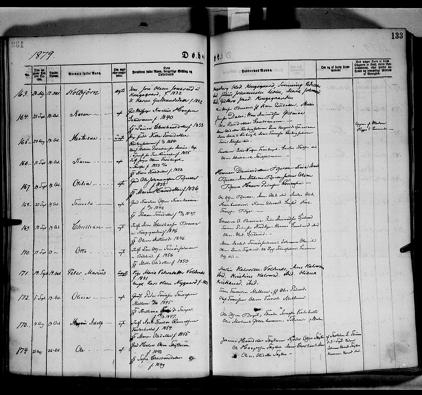 Grue prestekontor, SAH/PREST-036/H/Ha/Haa/L0011: Parish register (official) no. 11, 1873-1880, p. 133