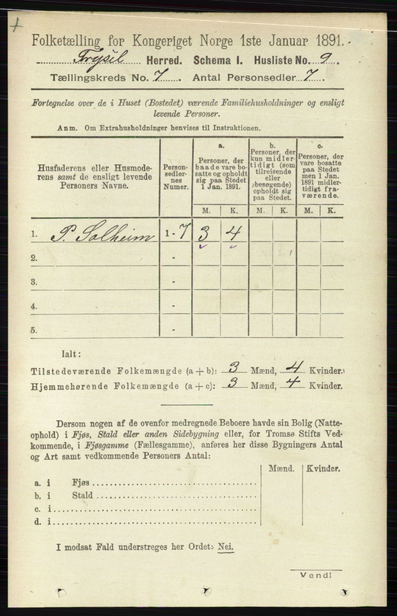 RA, 1891 census for 0428 Trysil, 1891, p. 3080