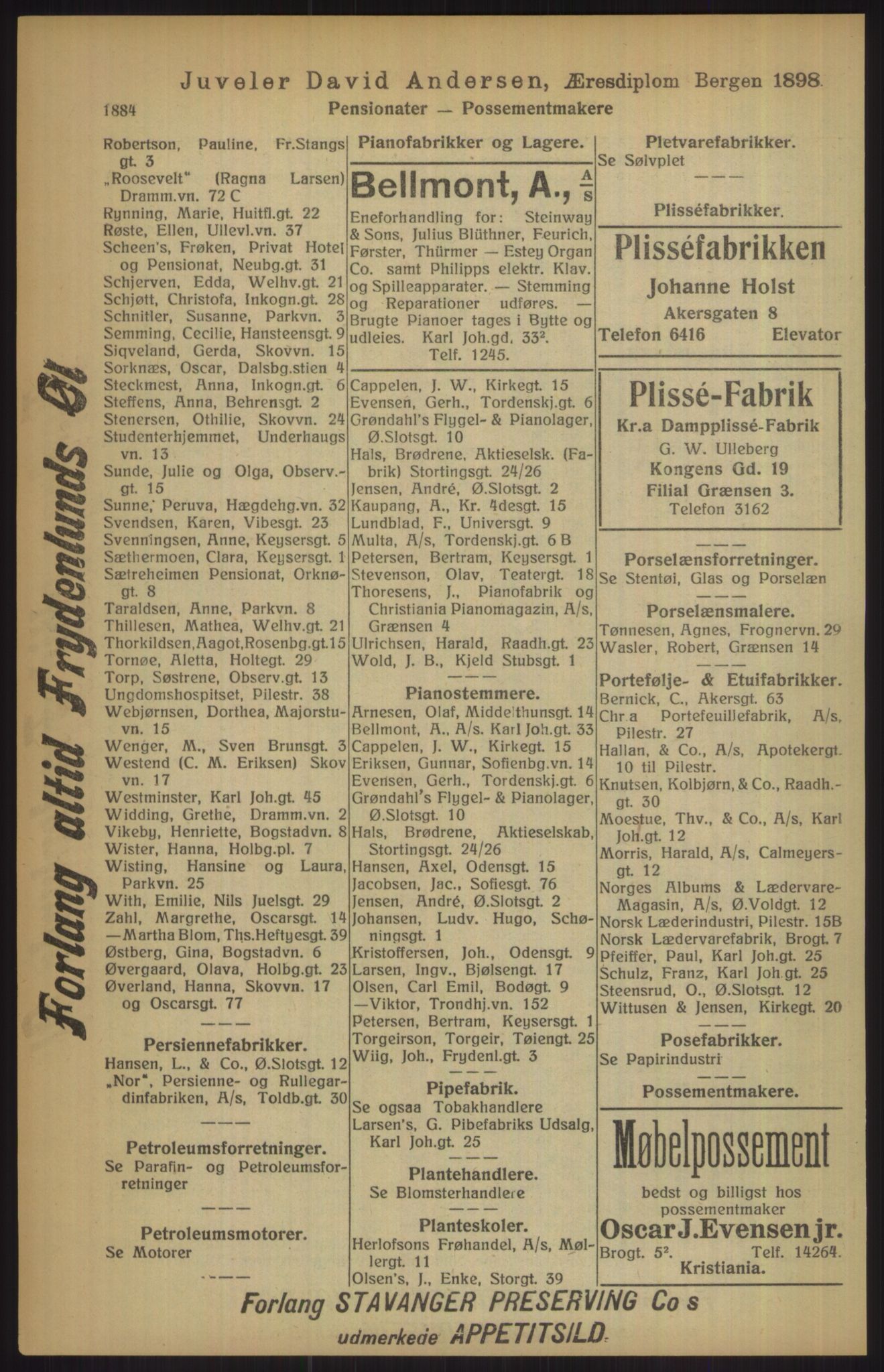 Kristiania/Oslo adressebok, PUBL/-, 1915, p. 1884