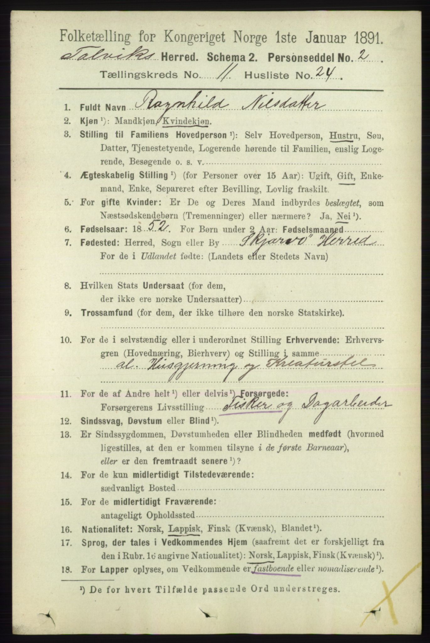 RA, 1891 census for 2013 Talvik, 1891, p. 2874