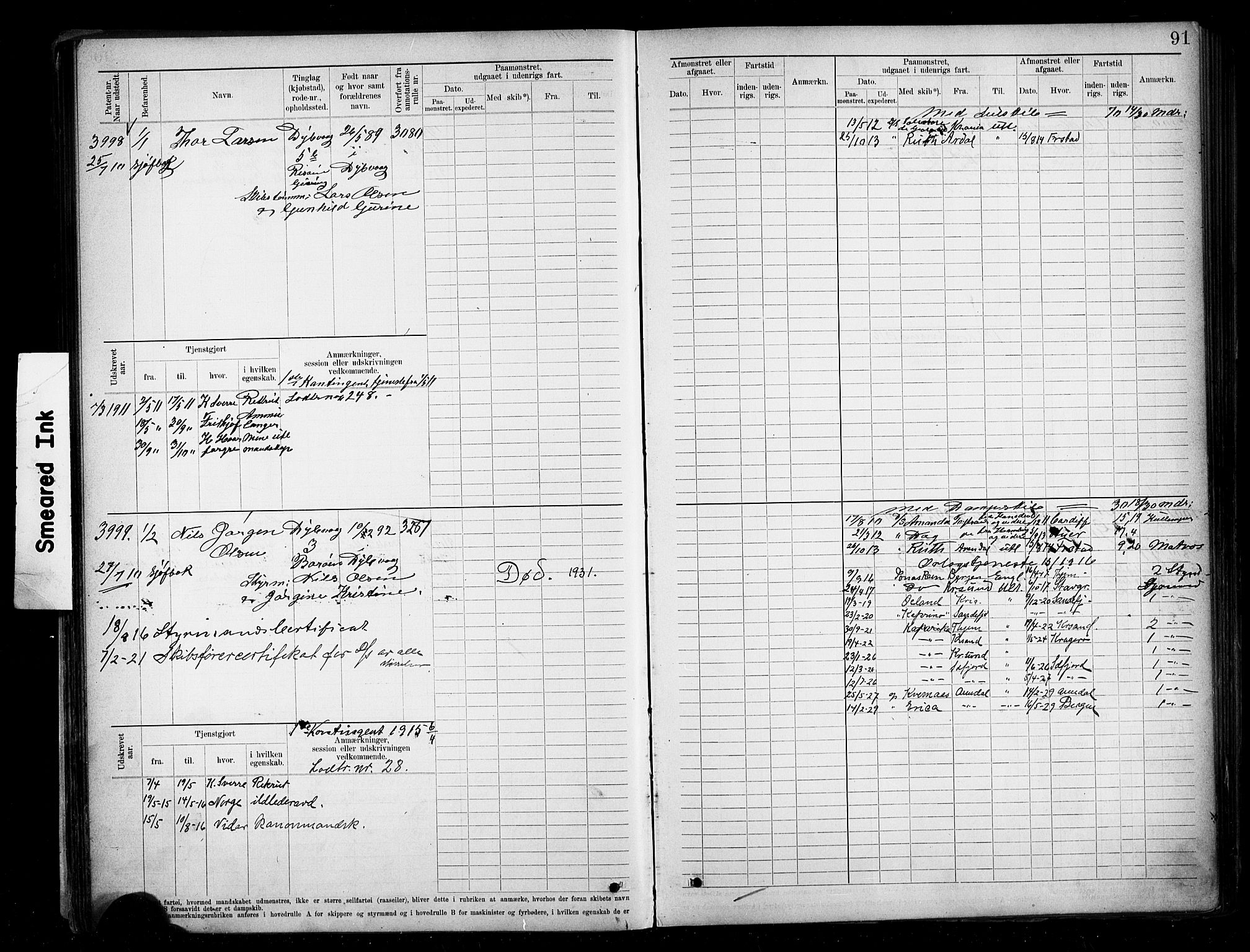 Tvedestrand mønstringskrets, AV/SAK-2031-0011/F/Fb/L0020: Hovedrulle A nr 3819-4409, U-36, 1906-1918, p. 96