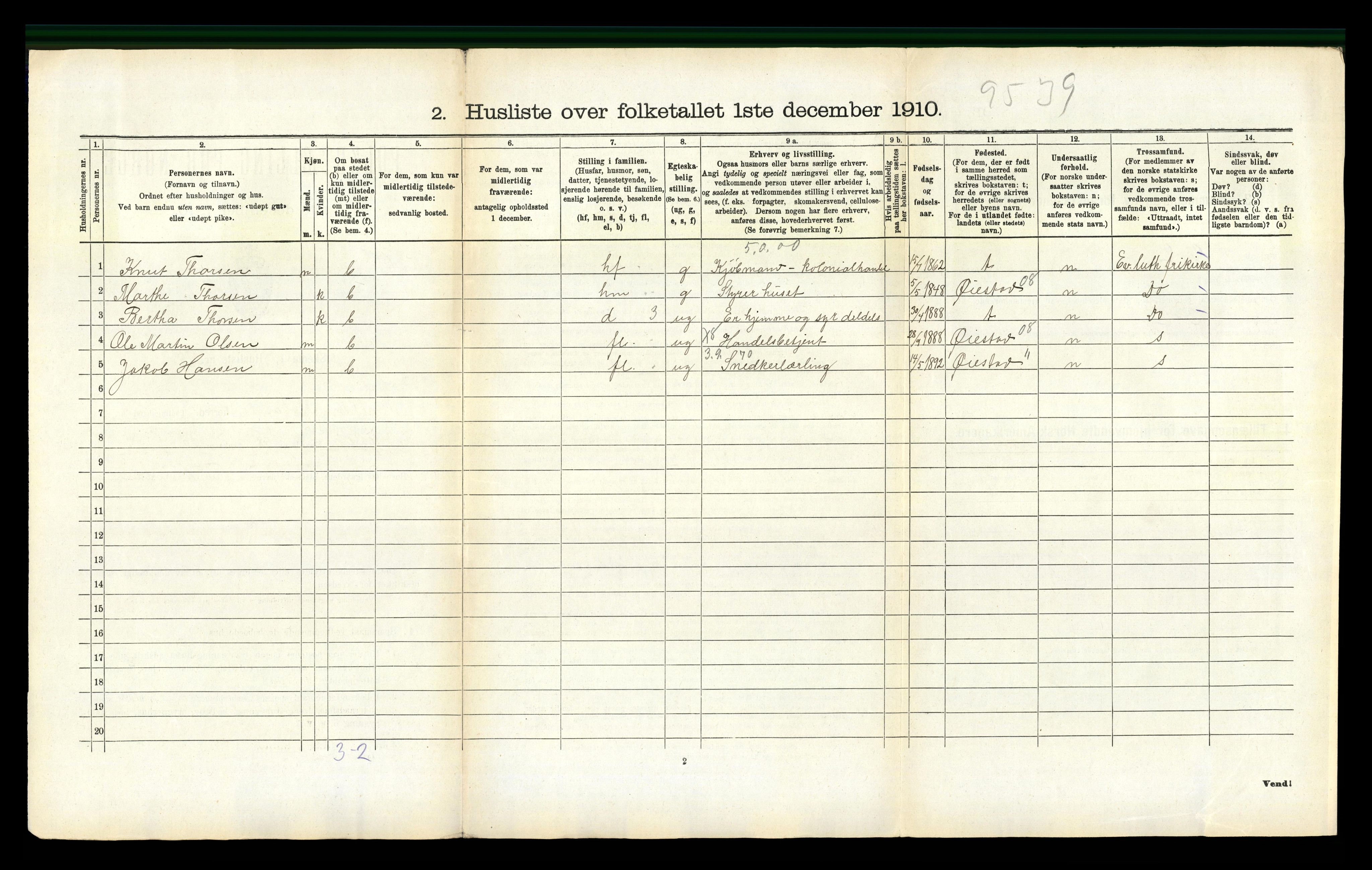 RA, 1910 census for Austre Moland, 1910, p. 377