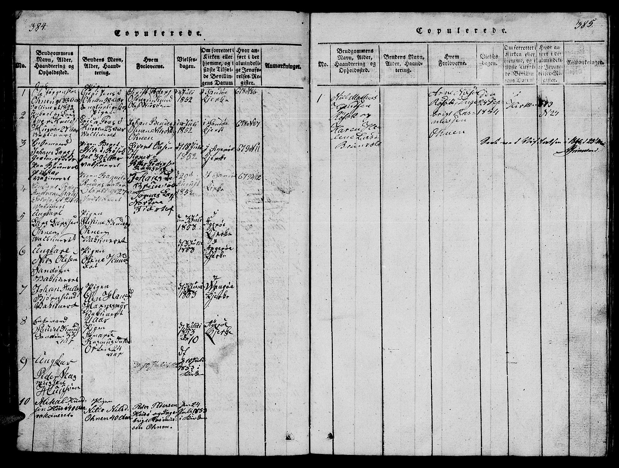 Ministerialprotokoller, klokkerbøker og fødselsregistre - Møre og Romsdal, SAT/A-1454/561/L0731: Parish register (copy) no. 561C01, 1817-1867, p. 384-385