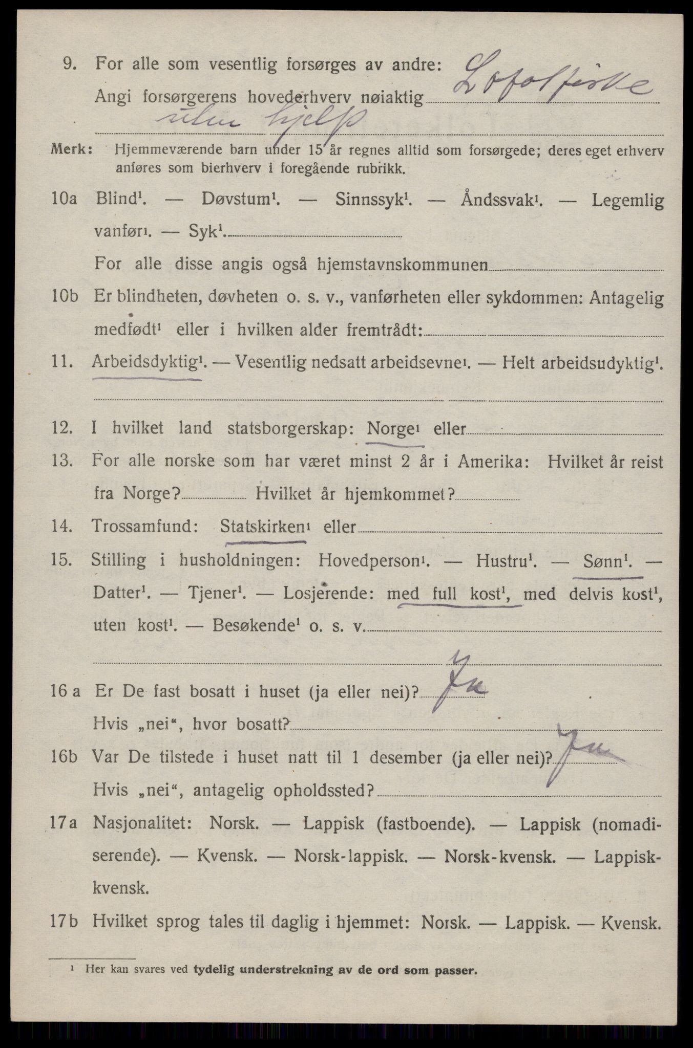 SAT, 1920 census for Flakstad, 1920, p. 2818