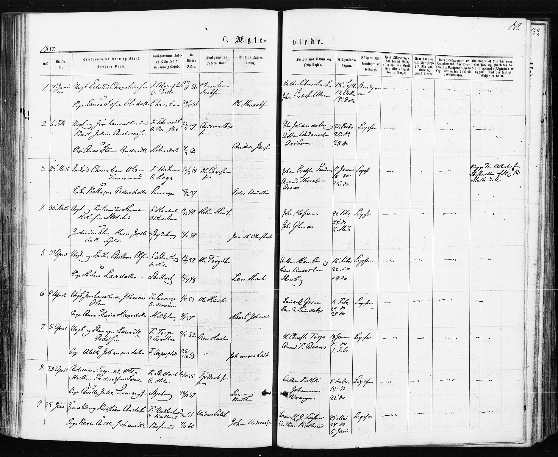 Spydeberg prestekontor Kirkebøker, SAO/A-10924/F/Fa/L0007: Parish register (official) no. I 7, 1875-1885, p. 149