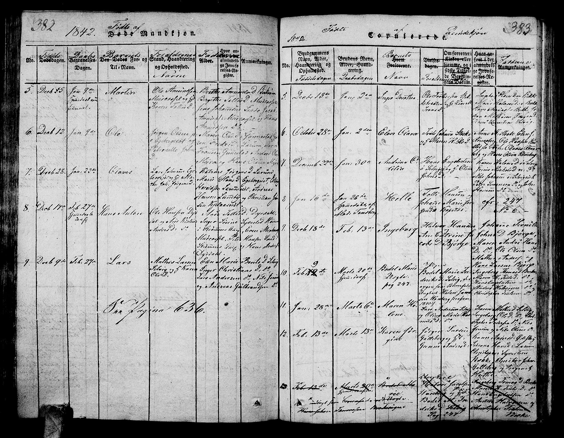 Sande Kirkebøker, AV/SAKO-A-53/G/Ga/L0001: Parish register (copy) no. 1, 1814-1847, p. 382-383