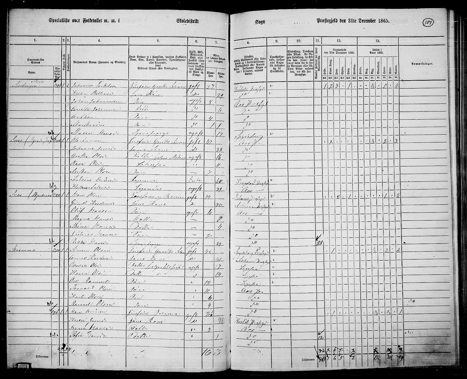 RA, 1865 census for Ås, 1865, p. 95