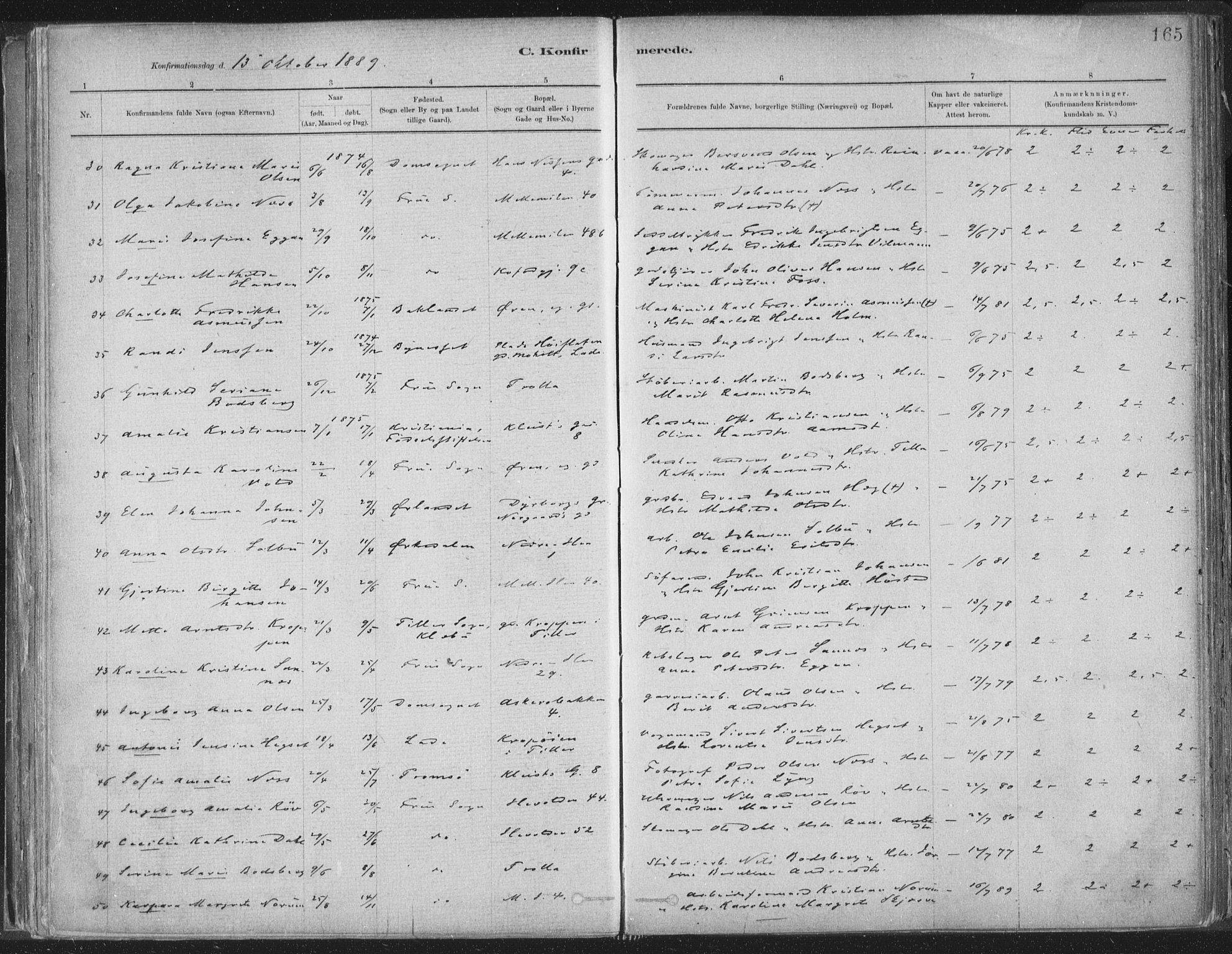 Ministerialprotokoller, klokkerbøker og fødselsregistre - Sør-Trøndelag, SAT/A-1456/603/L0162: Parish register (official) no. 603A01, 1879-1895, p. 165